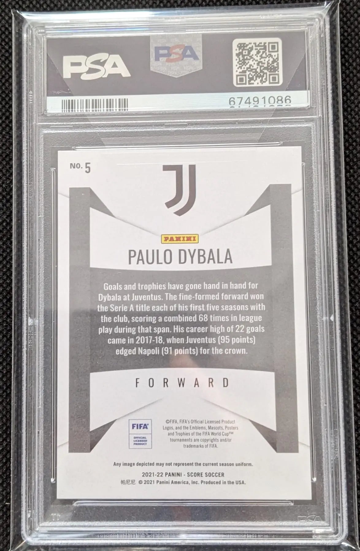 PSA 10 Paulo Dybala Game Face Score Fifa #5 Juventus Turin Panini Fußball - Image #2