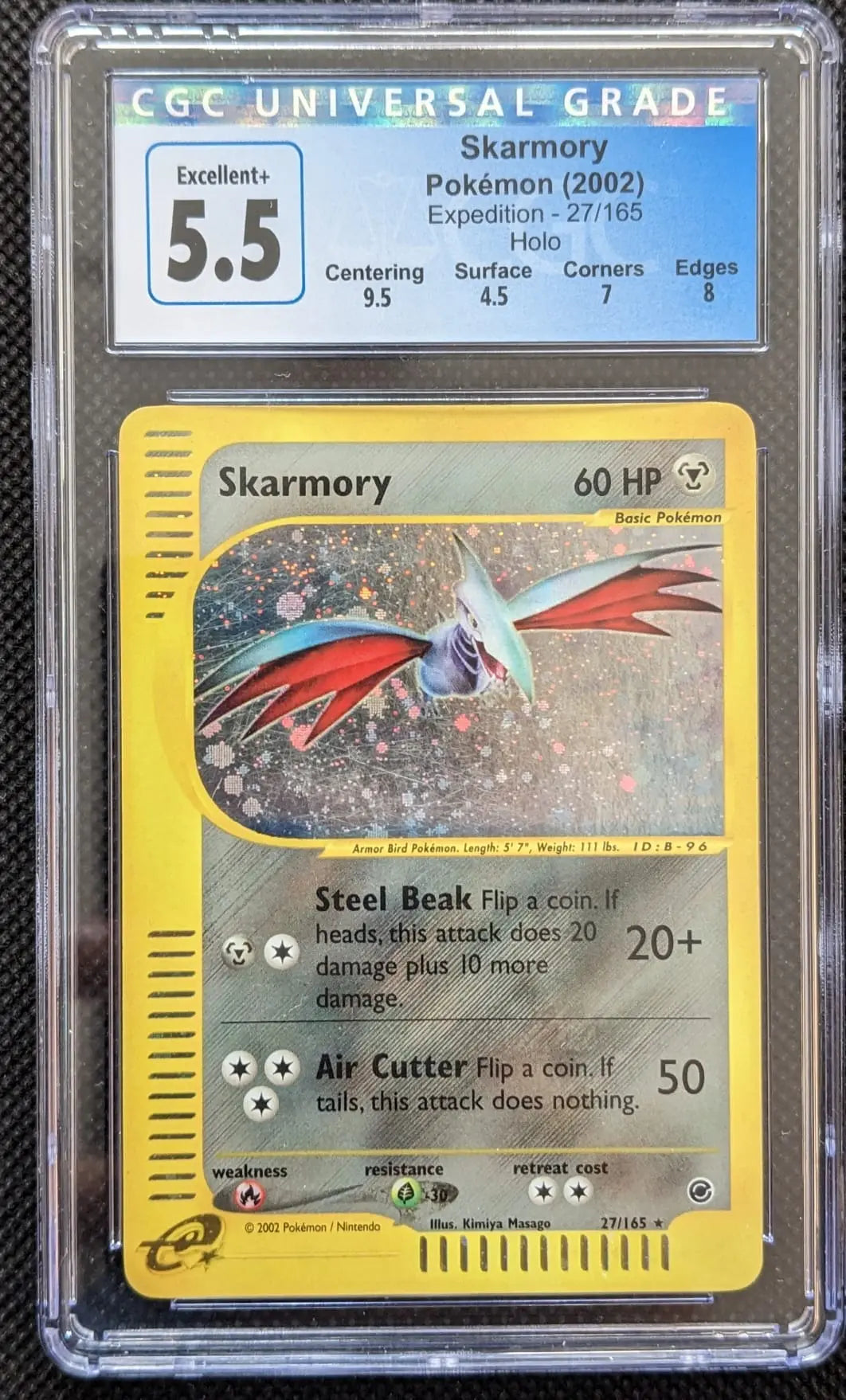 CGC 5,5 Panzaeron 27/165 Holo Skarmory Expedition Pokemon Karte English - Image #1