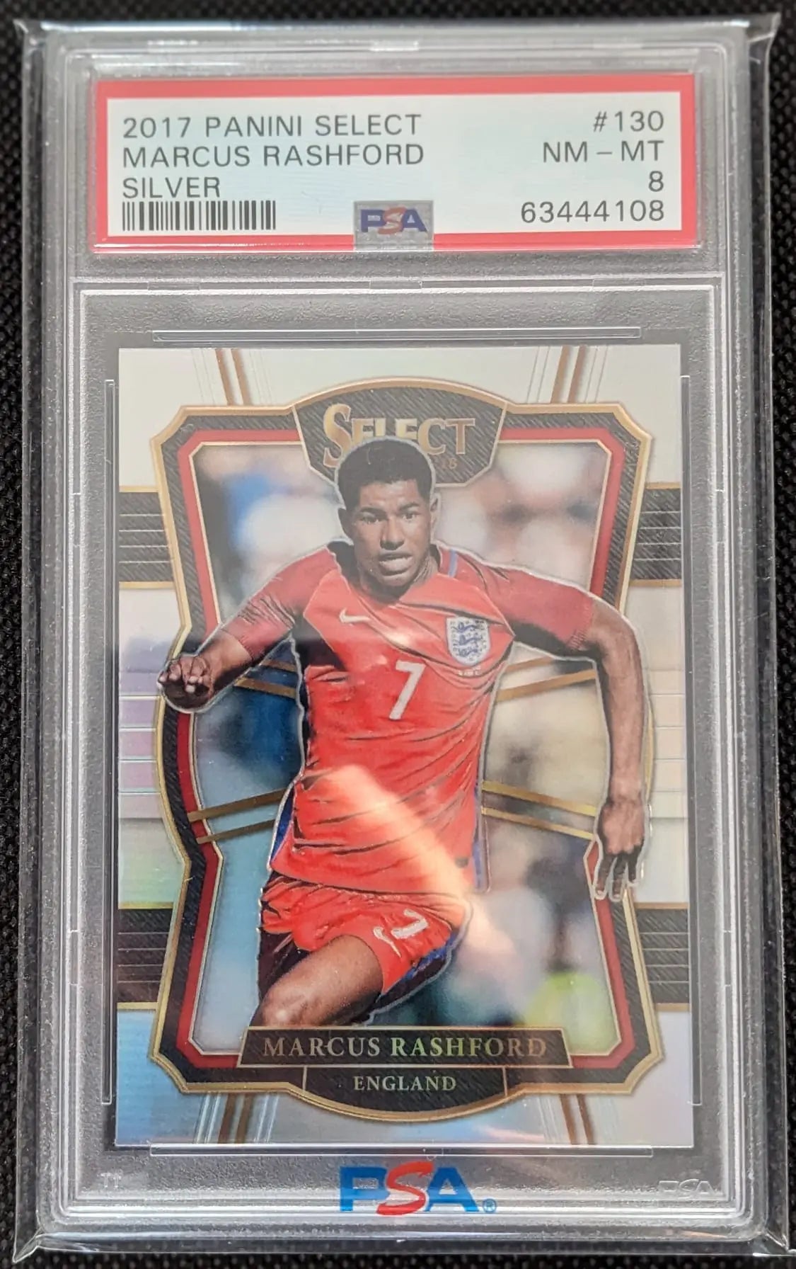 PSA 8 Marcus Rashford Silver #130 2017 Manchester United Panini Fußball - Image #1