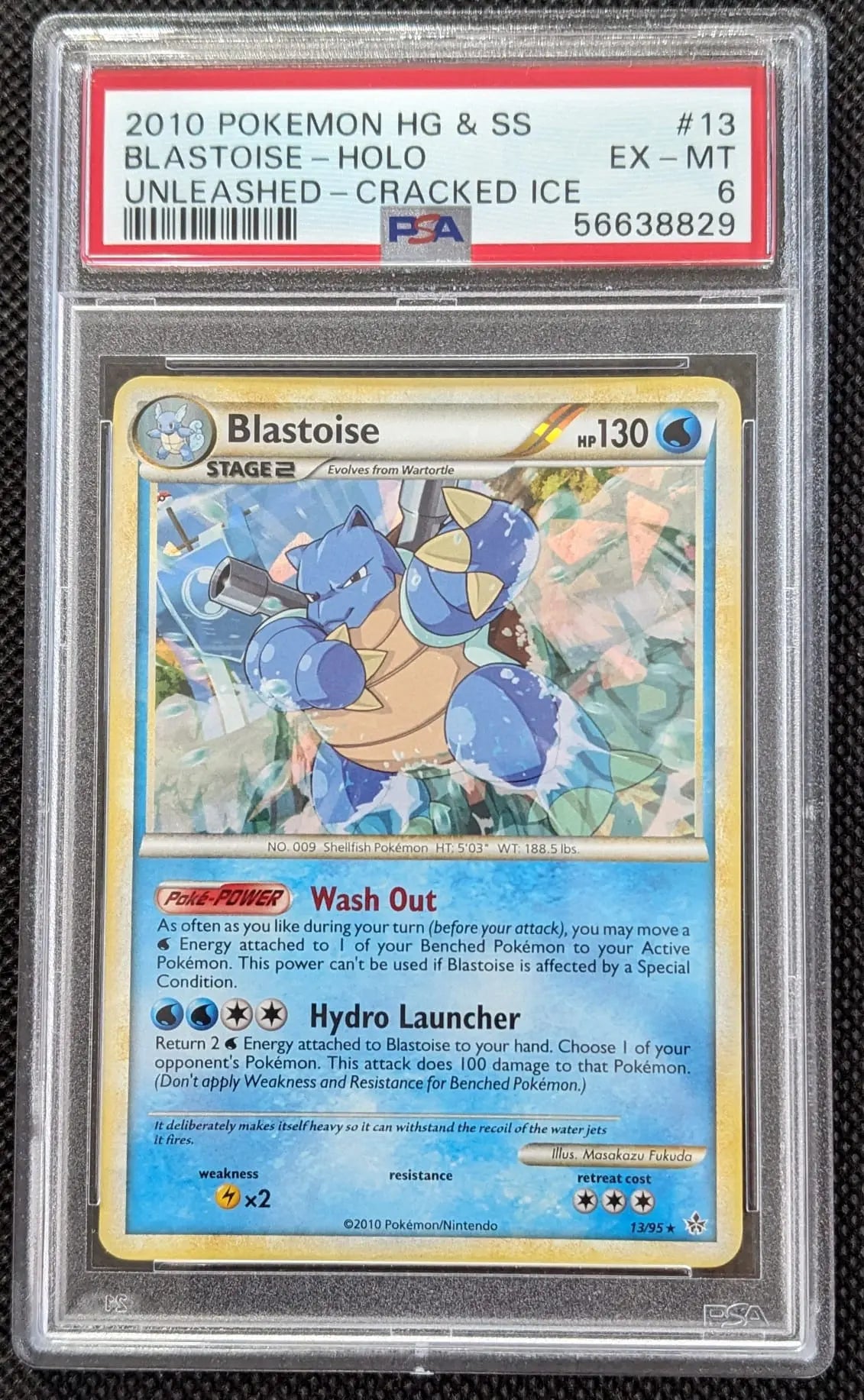 PSA 6 Turtok Blastoise 13/95 Cracked ICE Holo Entfesselt Pokemon Karte English - Image #1