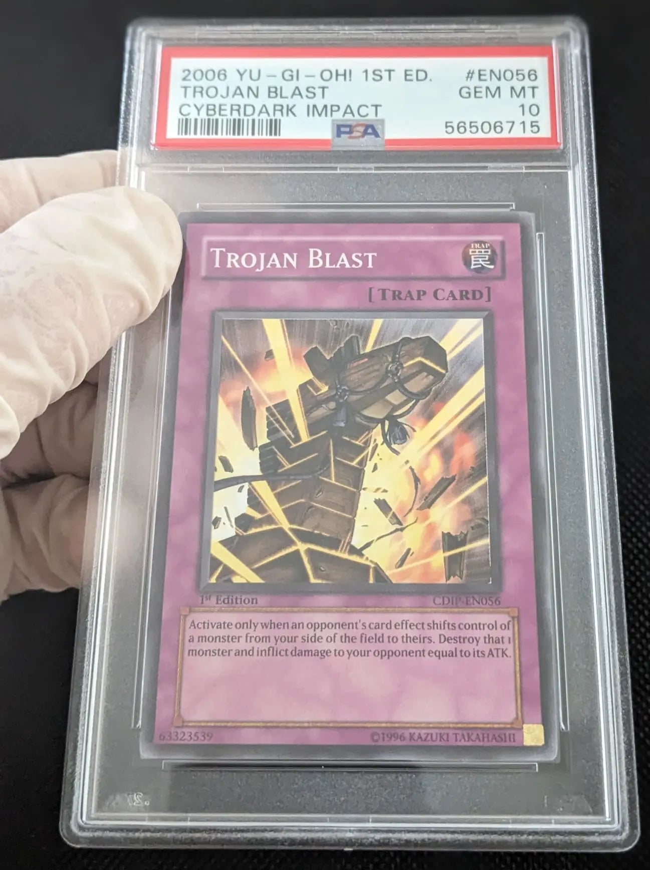 PSA 10 Holo Trojanische Explosion 1. Edition Trojan Blast Super Rare Yu-Gi-Oh English - Image #2