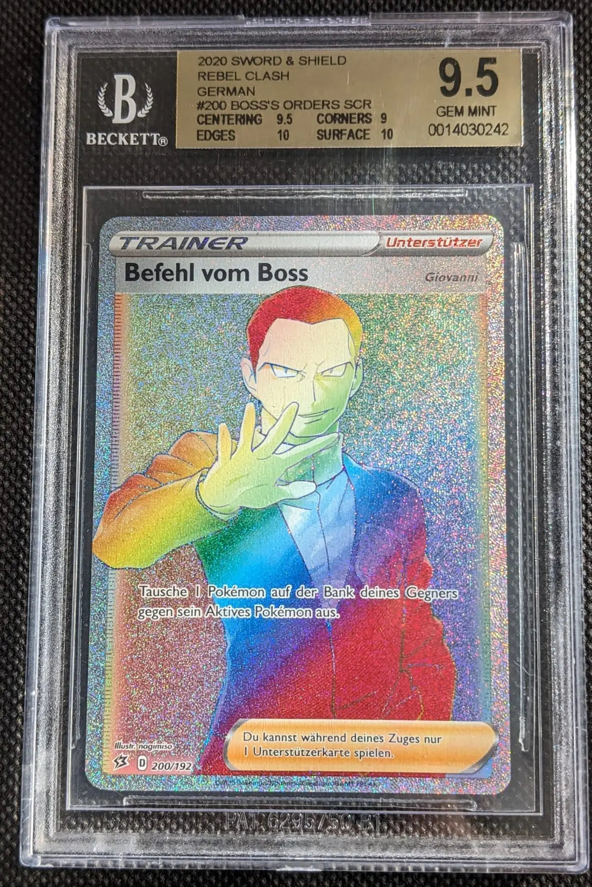 BGS 9,5 Befehl vom Boss 200/192 Boss's Orders Clash der Rebellen Pokemon Karte Deutsch - Image #1