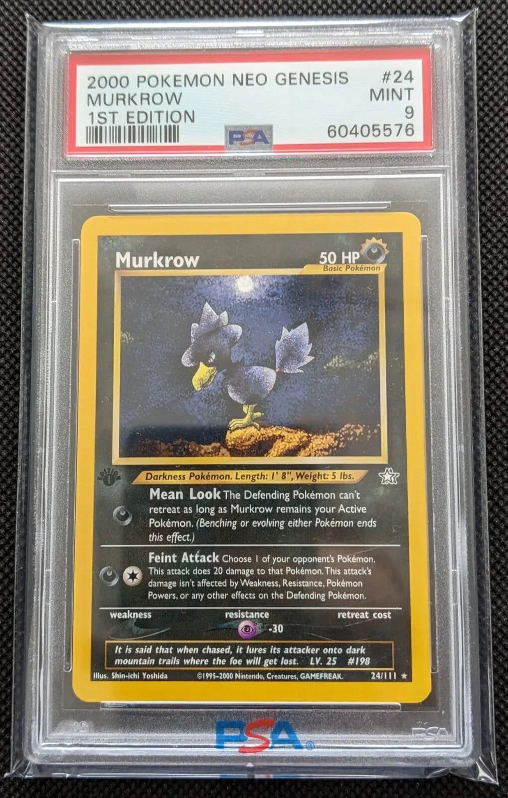 PSA 9 + 1. Edition Kramurx 24/111 Murkrow Neo Genesis Pokemon Karte English - Image #1