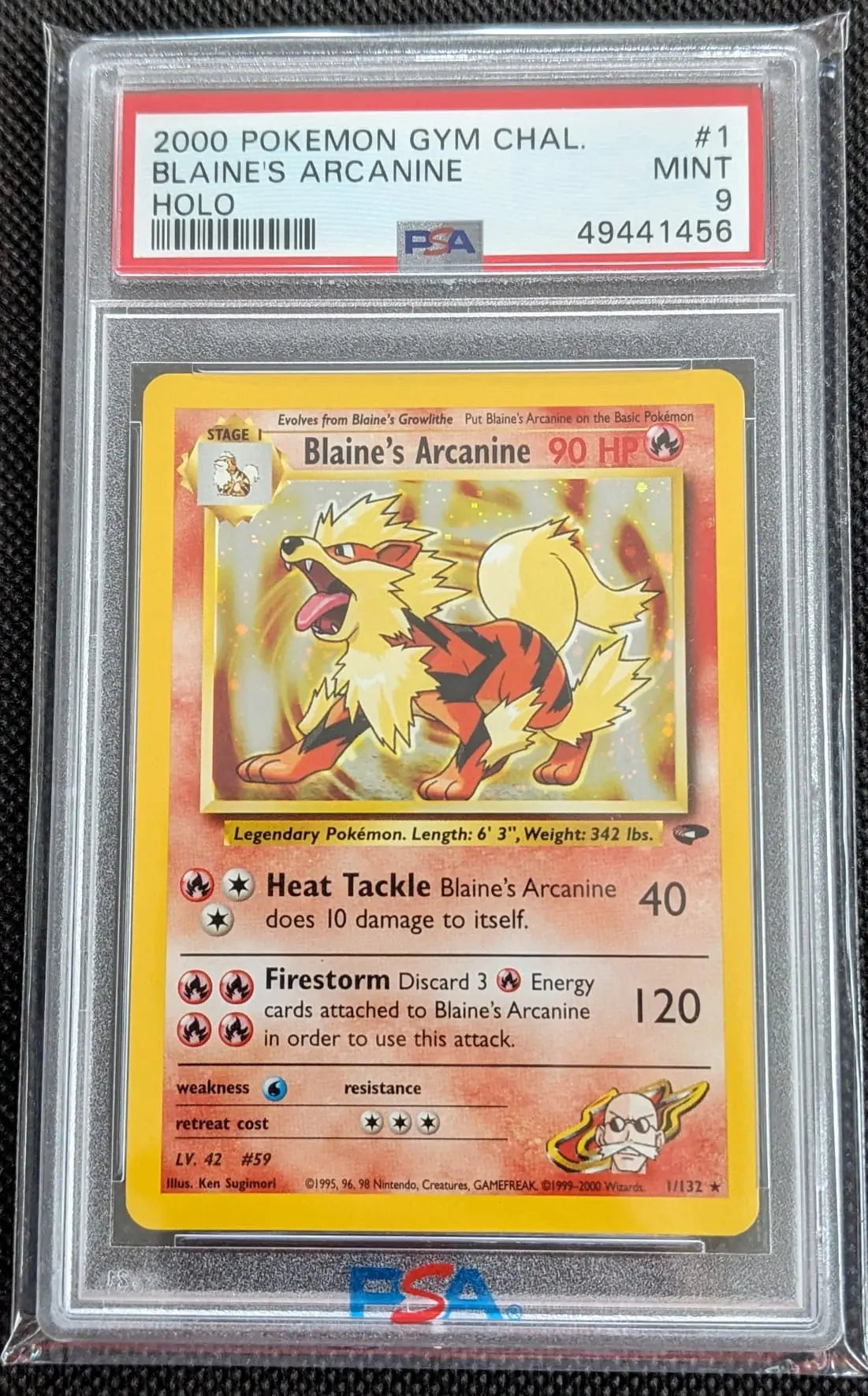 PSA 9 Blaine's Arcanine 1/132 Pyros Arkani Gym Challenge Pokemon Karte English - Image #1