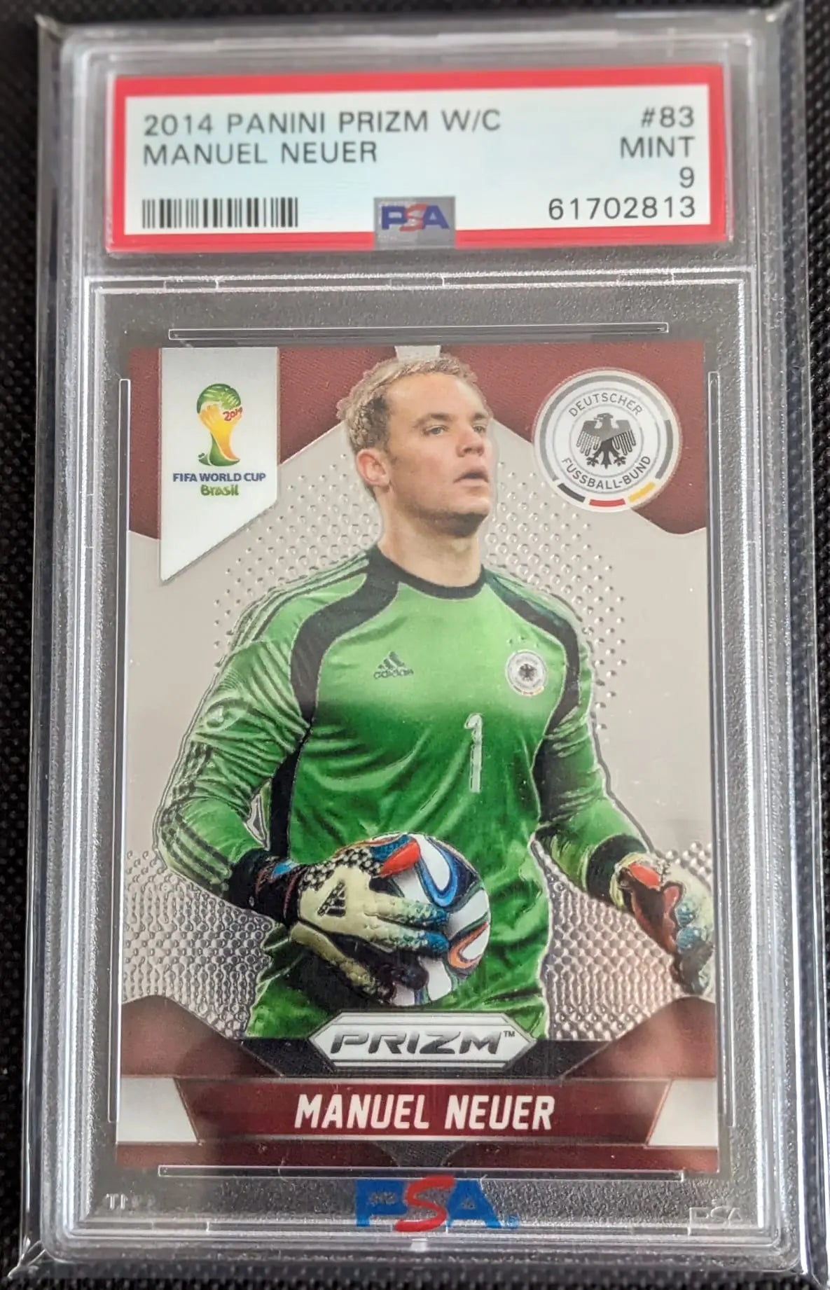 PSA 9 Manuel Neuer #83 2014 Prizm World Cup FC Bayern München Panini Fußball - Image #1