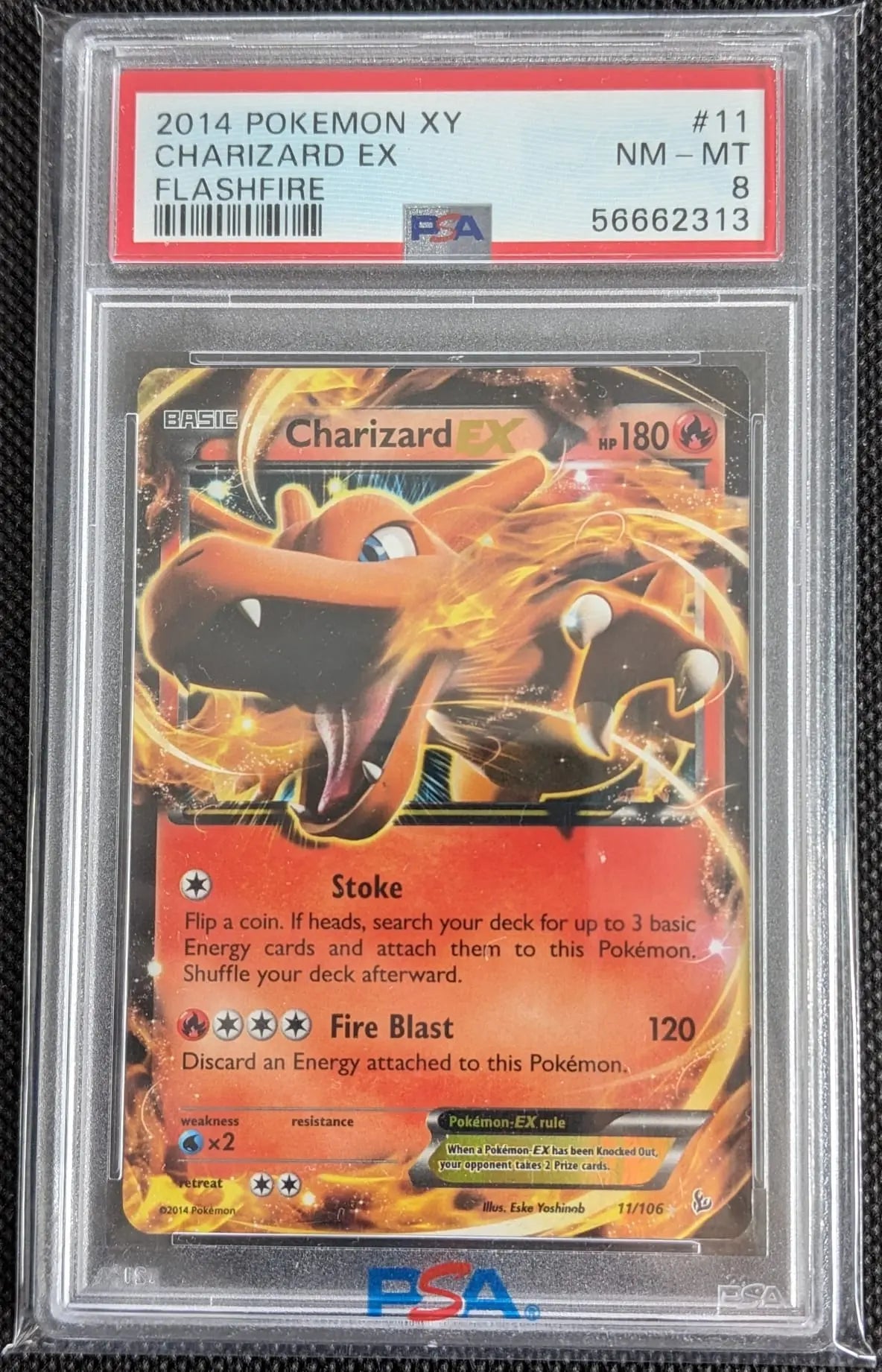 PSA 8 Glurak EX Charizard 11/106 Flammenmeer Pokemon Karte English - Image #1