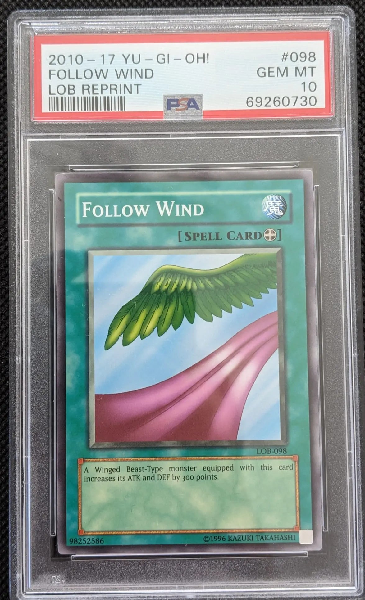 PSA 10 Folge dem Wind Follow Wind LOB-098 Yu-Gi-Oh English - Image #1