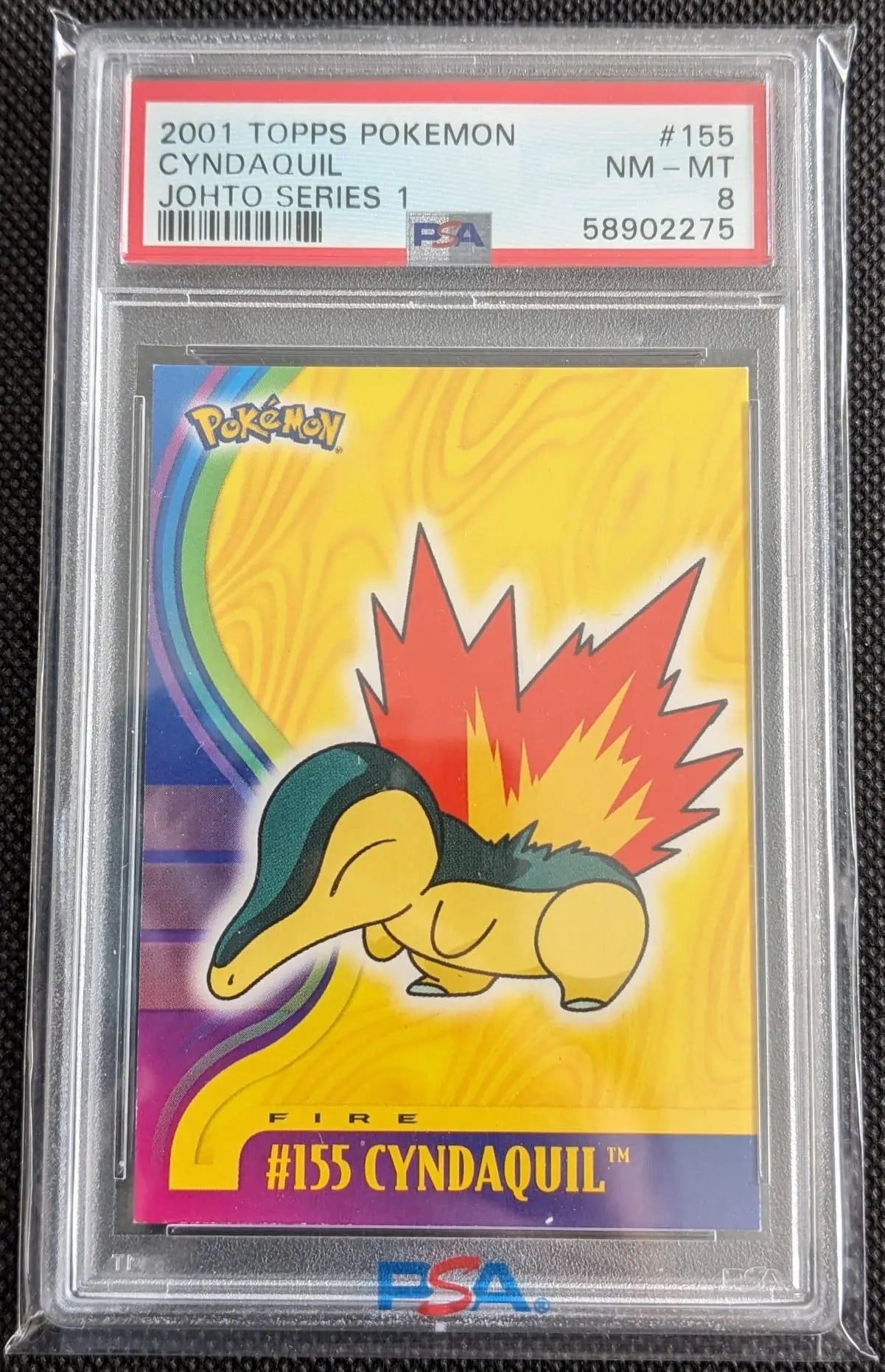 PSA 8 Feurigel Cyndaquil #155 Pokemon Topps Johto Series 1 English - Image #1