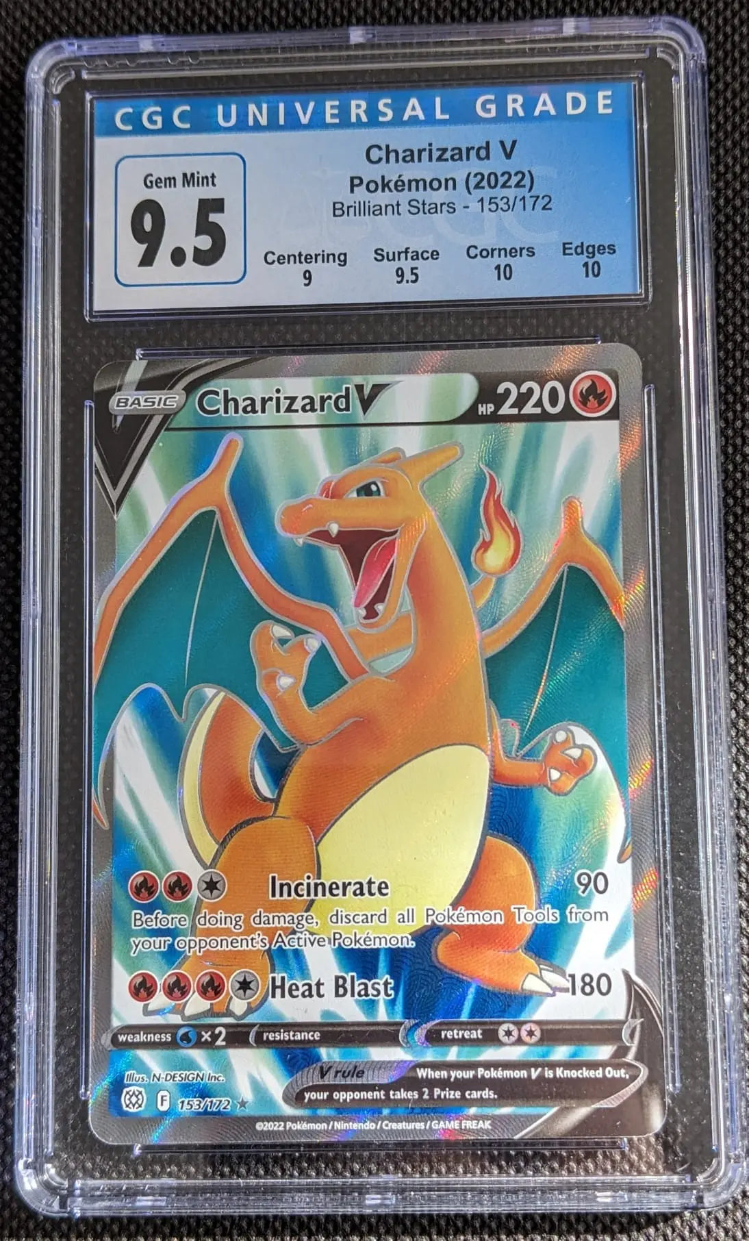 CGC 9,5 Glurak V Charizard 153/172 Pokemon Karte Strahlende Sterne English - Image #2