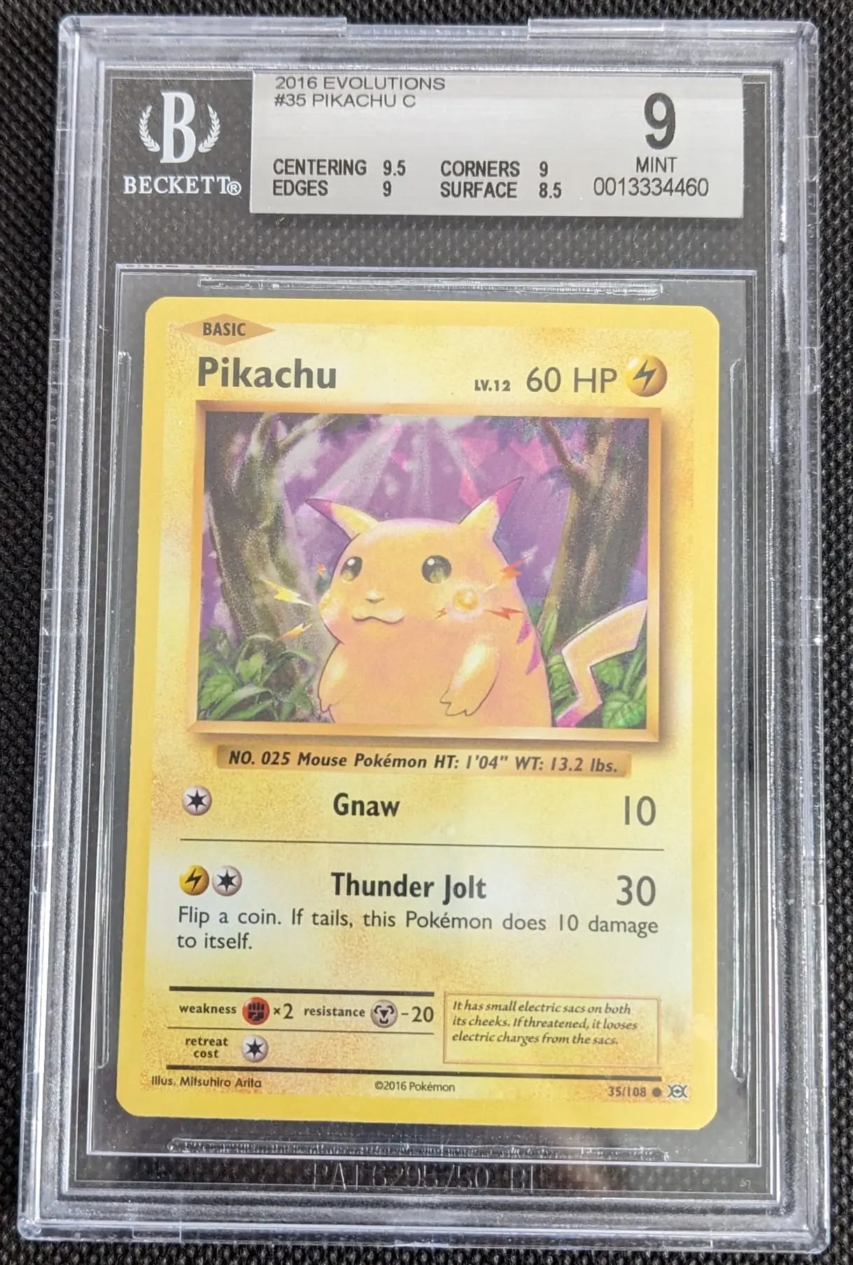 BGS 9 Cracked Ice Holo Pikachu 35/108 Pokemon Karten Evolutions English - Image #1