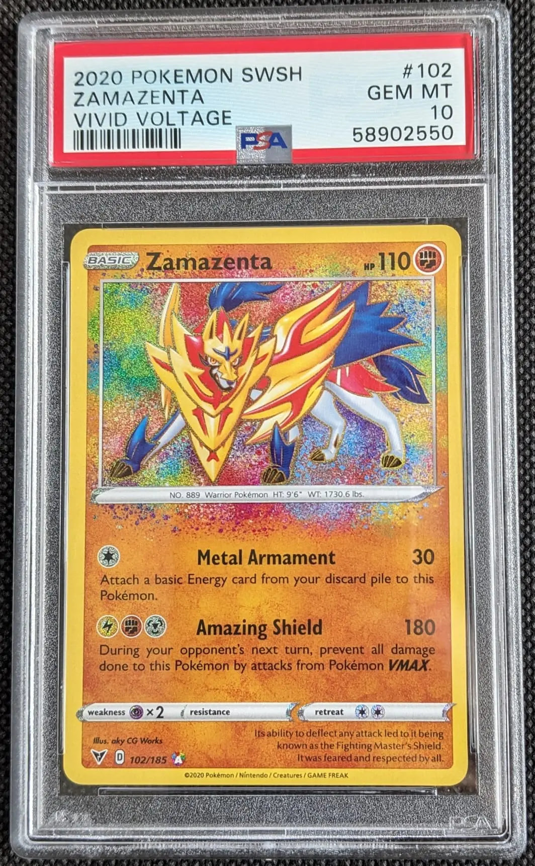 PSA 10 Zamazenta Amazing Rare 102/185 Farbenschock Pokemon Karte English - Image #1