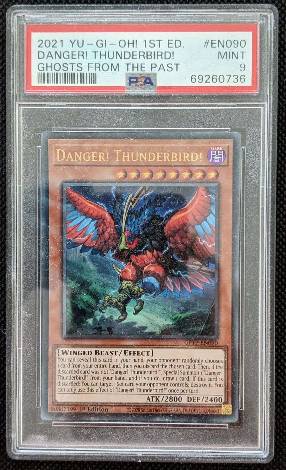 PSA 9 Holo Gefahr! Donnervogel Danger! Thunderbird GFTP-EN090 Yu-Gi-Oh Karte English - Image #1