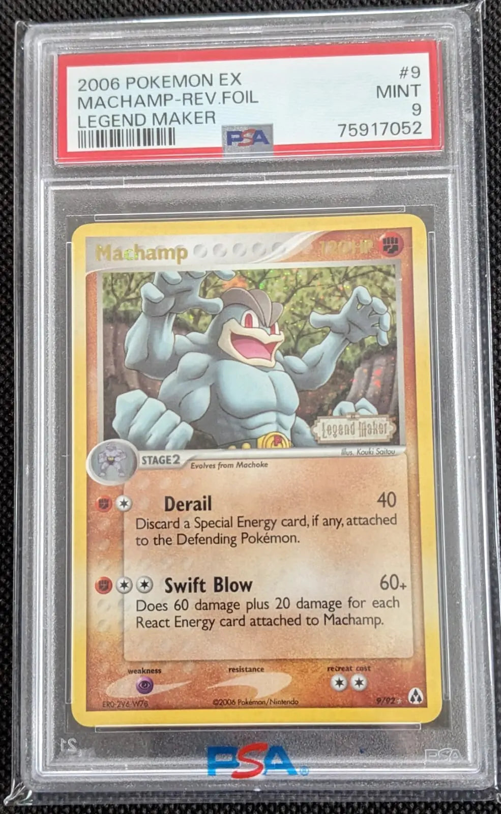 PSA 9 Machomei 9/92 Machamp Goldstamp Holo Ex Legend Maker Pokemon Karte English - Image #1