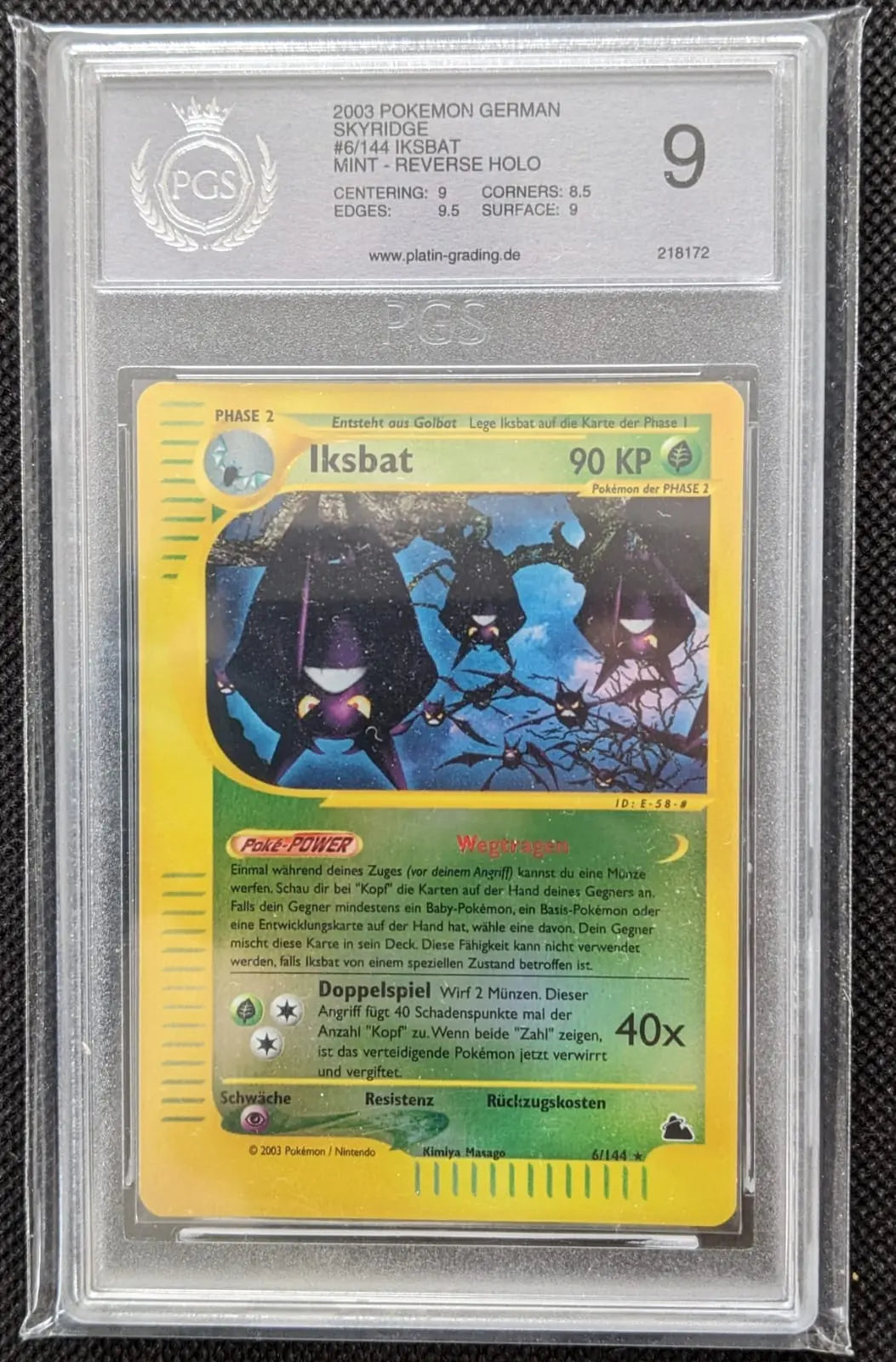 PGS 9 Iksbat 6/144 Crobat Reverse Holo Skyridge Pokemon Karte Deutsch - Image #1