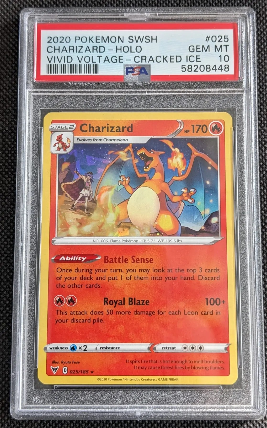 PSA 10 Cracked Ice Holo Glurak 025/185 Charizard Farbenschock Pokemon Karte English - Image #1