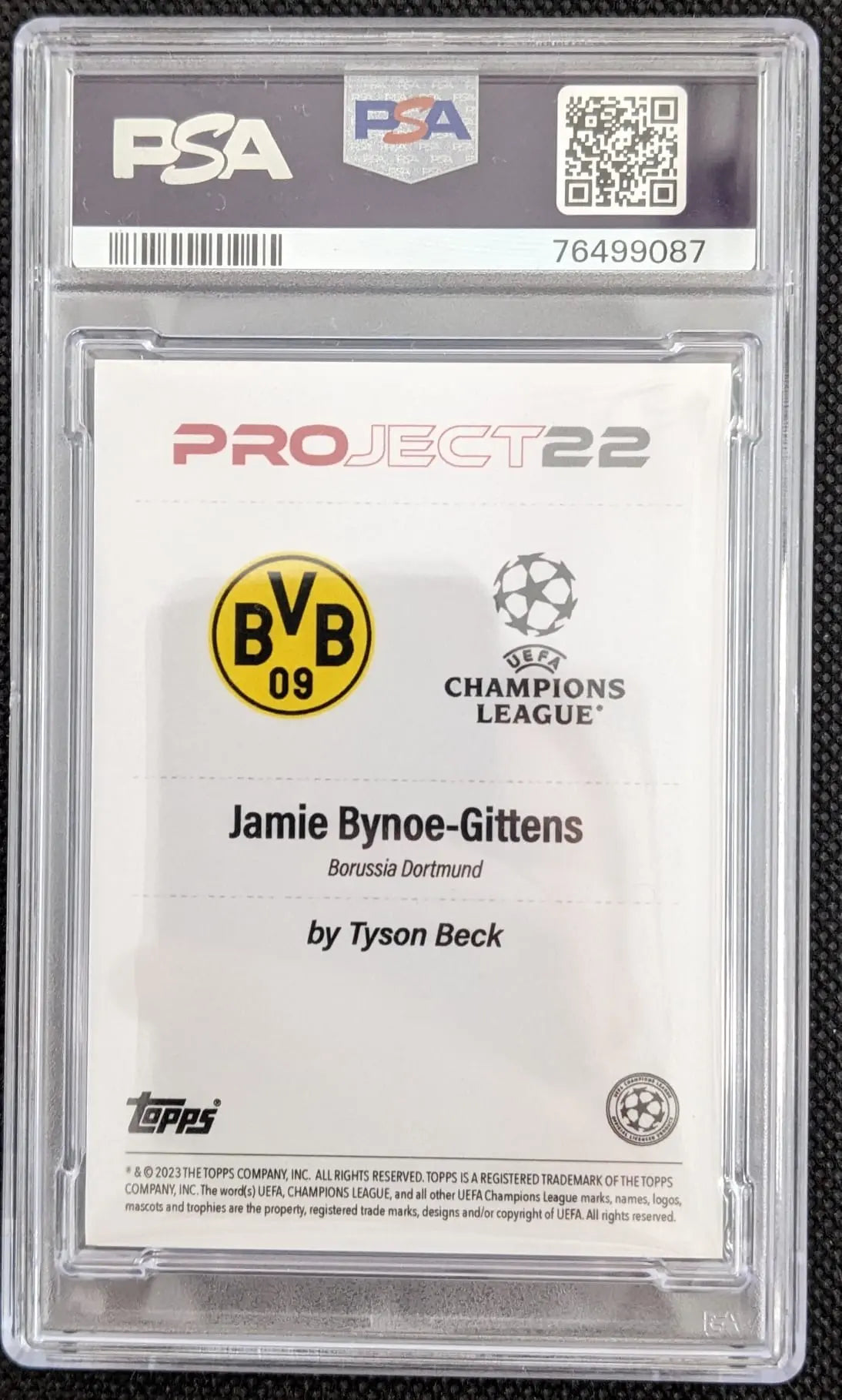 PSA 8 Jamie Bynoe-Gittens Panini Fußball Topps Project22 Tyson Beck UEFA Rookie - Image #2