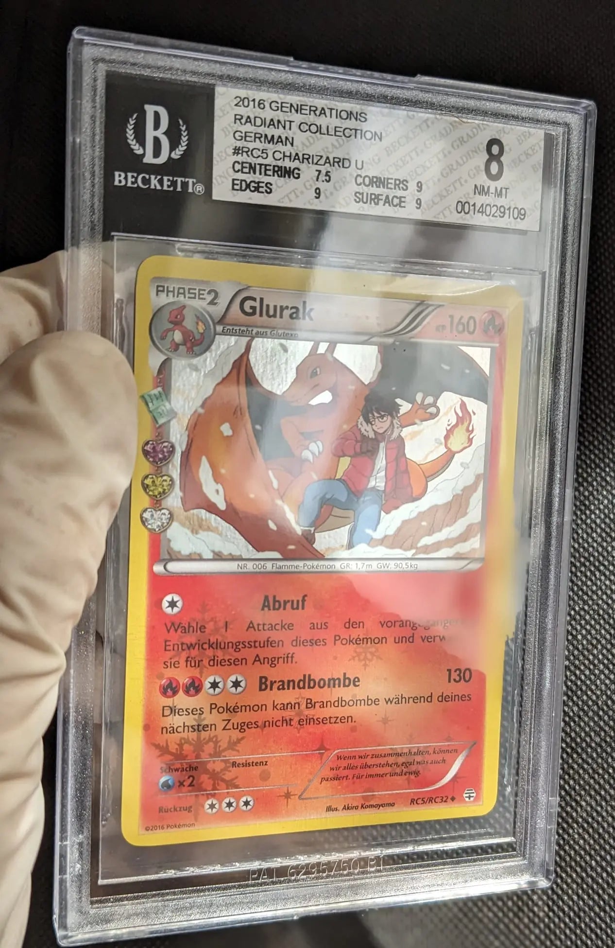 BGS 8 Snowflake Holo Glurak Charizard RC5/RC32 Generationen Pokemon Karte Deutsch - Image #2