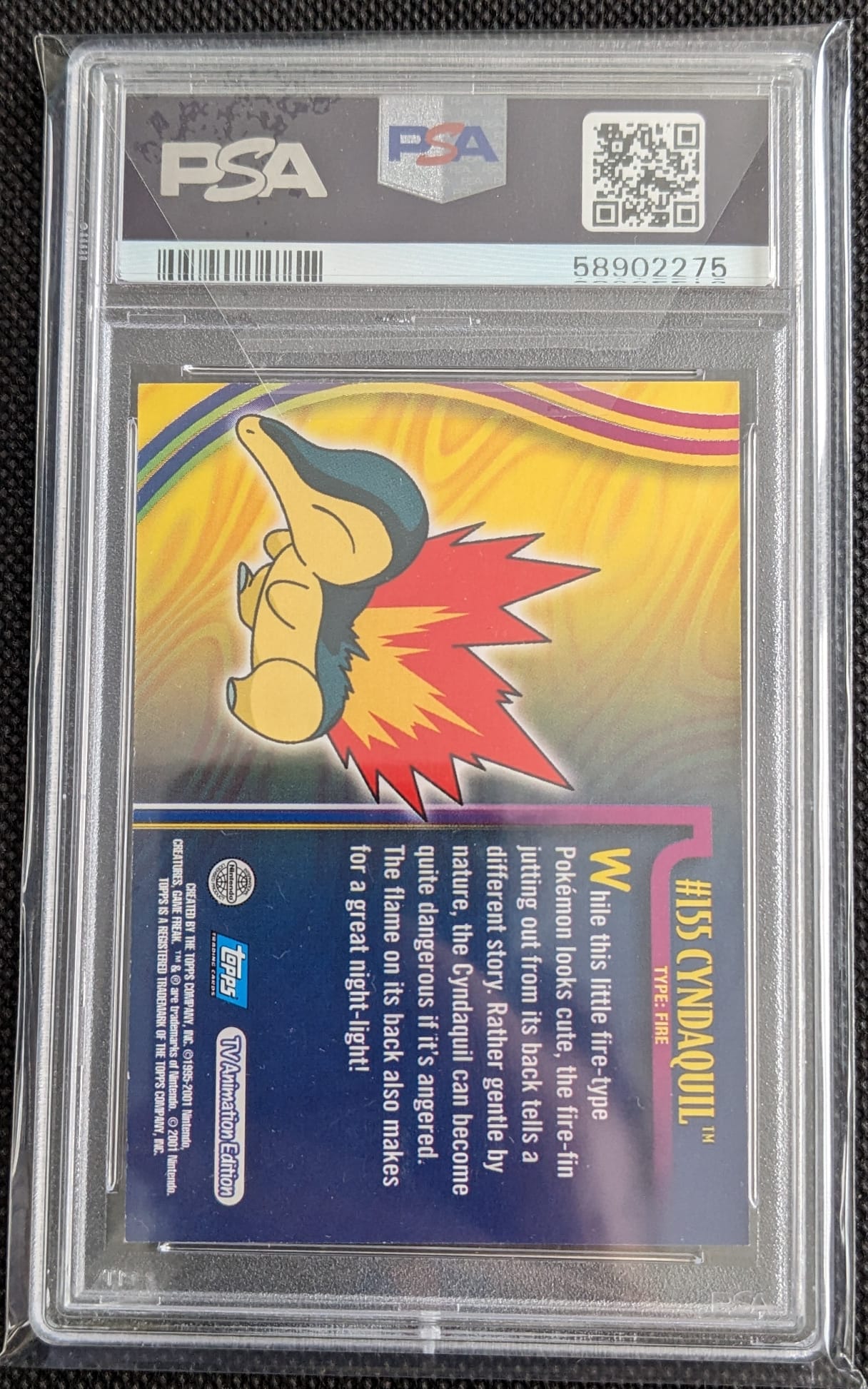 PSA 8 Feurigel Cyndaquil #155 Pokemon Topps Johto Series 1 English