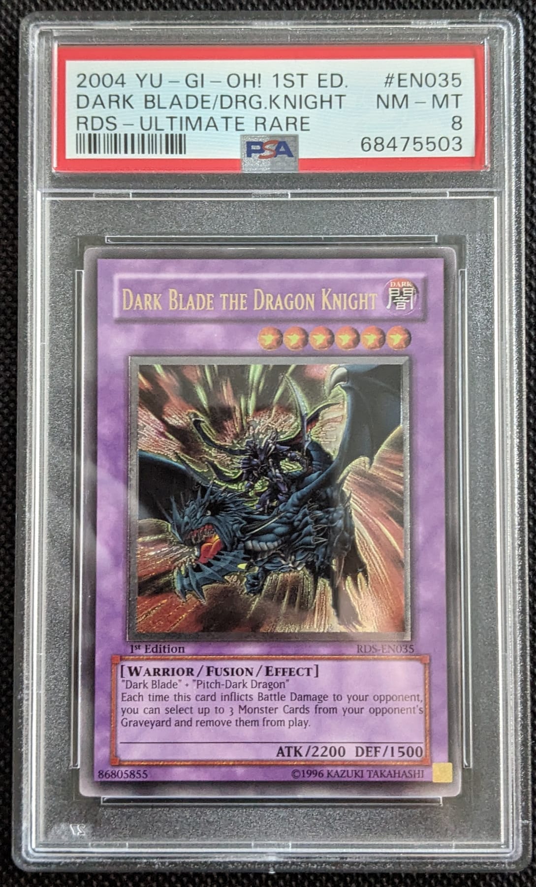 PSA 8 Ultimate Rare Dunkelklinge, der Drachenritter RDS-EN035 Yu-Gi-Oh Dark Blade The Dragon KnightEnglish