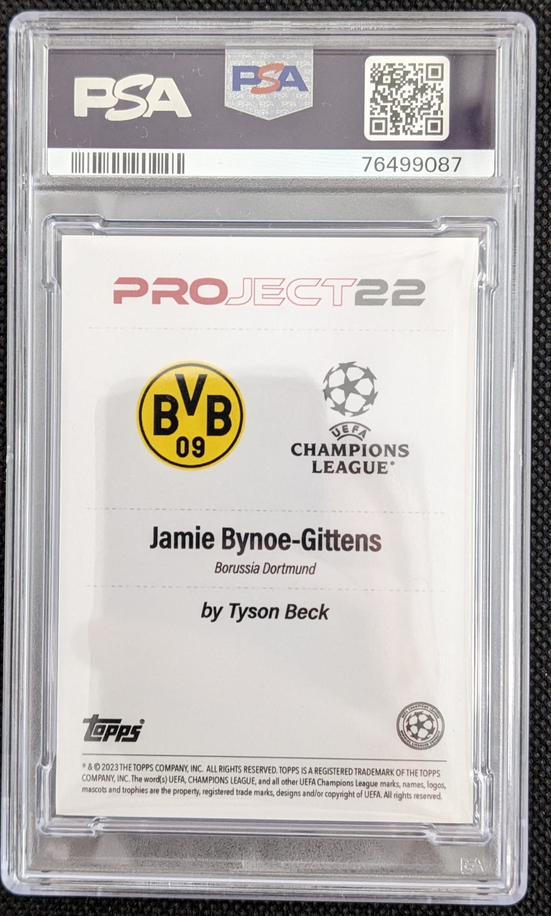 PSA 8 Jamie Bynoe-Gittens Panini Fußball Topps Project22 Tyson Beck UEFA Rookie