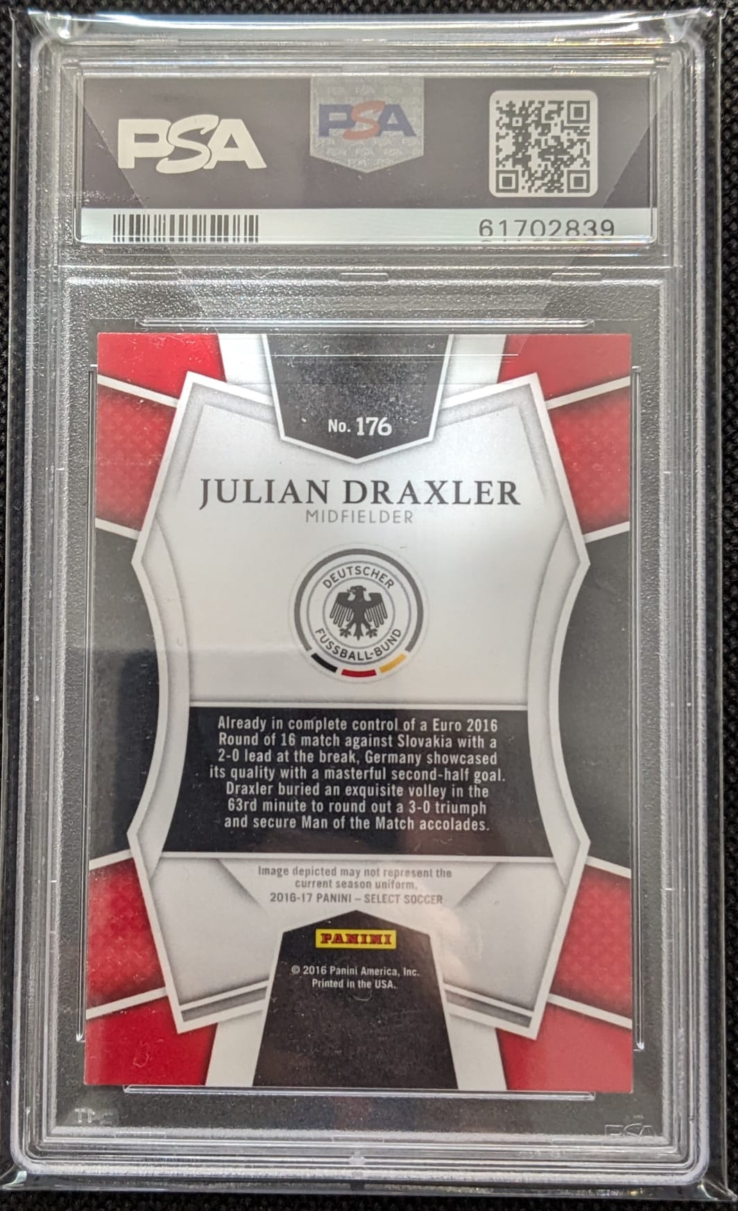 PSA 9 Julian Draxler Multi - Color Prizm 2016 Select #176 Panini Fußball