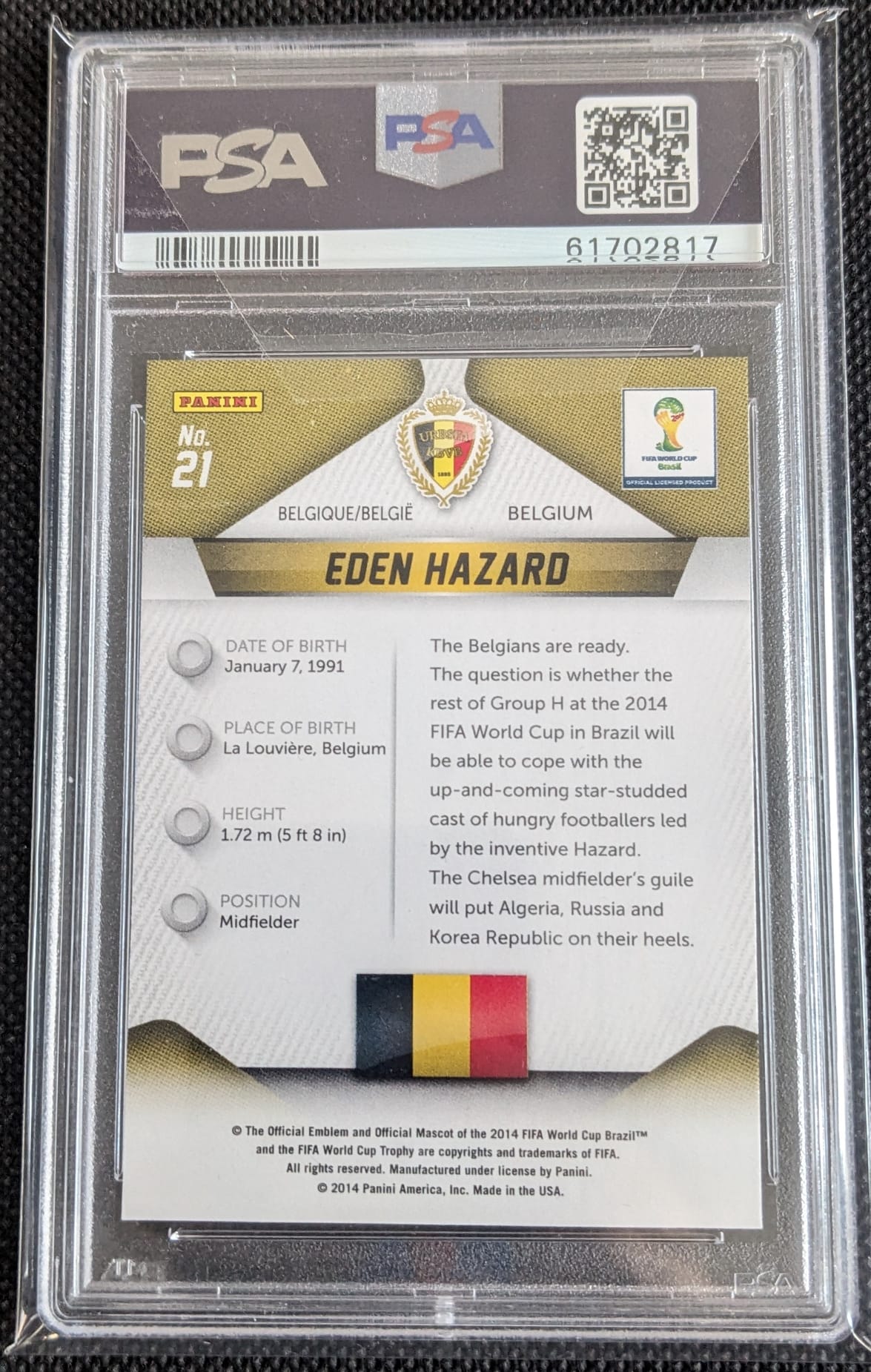 PSA 9 Eden Hazard #21 Prizm Worldcup 2014 Real Madrid Belgien Panini Fußball