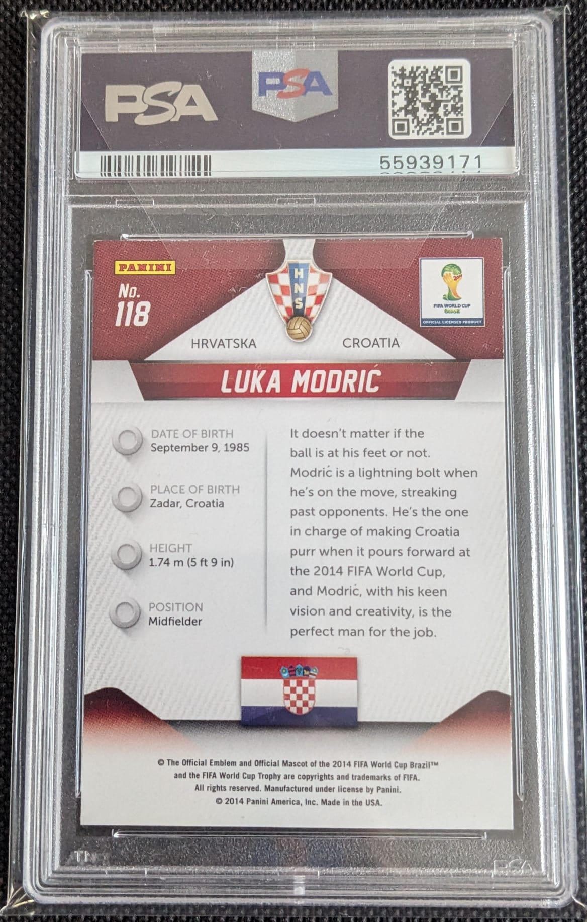 PSA 8 Luka Modric #118 World Cup 2014 Real Madrid Panini Fußball Prizm