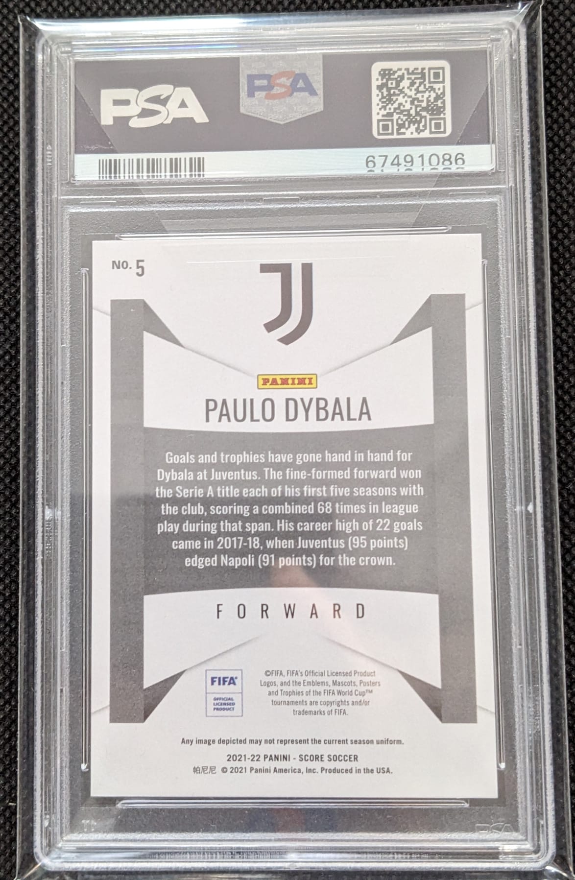 PSA 10 Paulo Dybala Game Face Score Fifa #5 Juventus Turin Panini Fußball