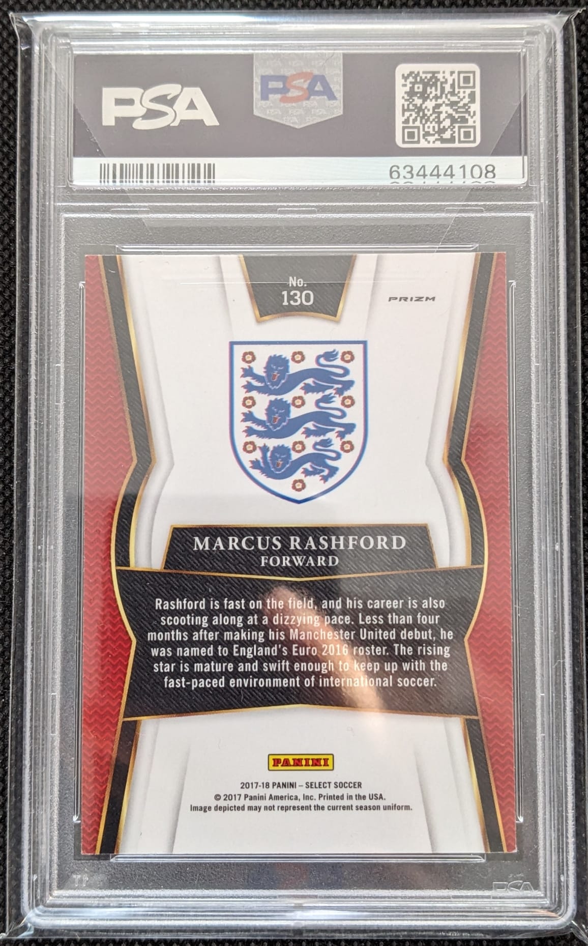 PSA 8 Marcus Rashford Silver #130 2017 Manchester United Panini Fußball