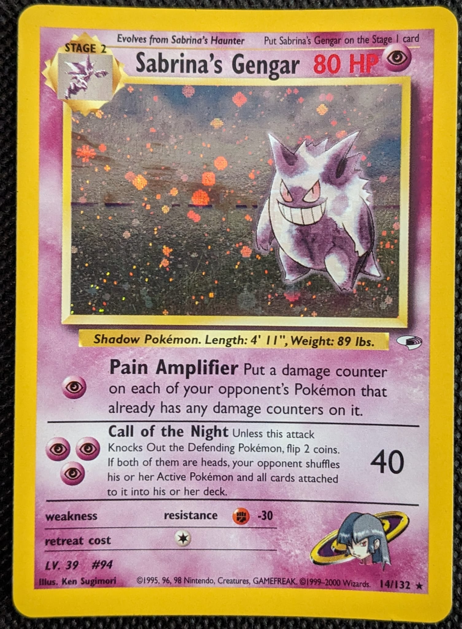 Sabrina's Gengar 14/132 Gym Heroes Pokemon Karte NM / EX Holo English