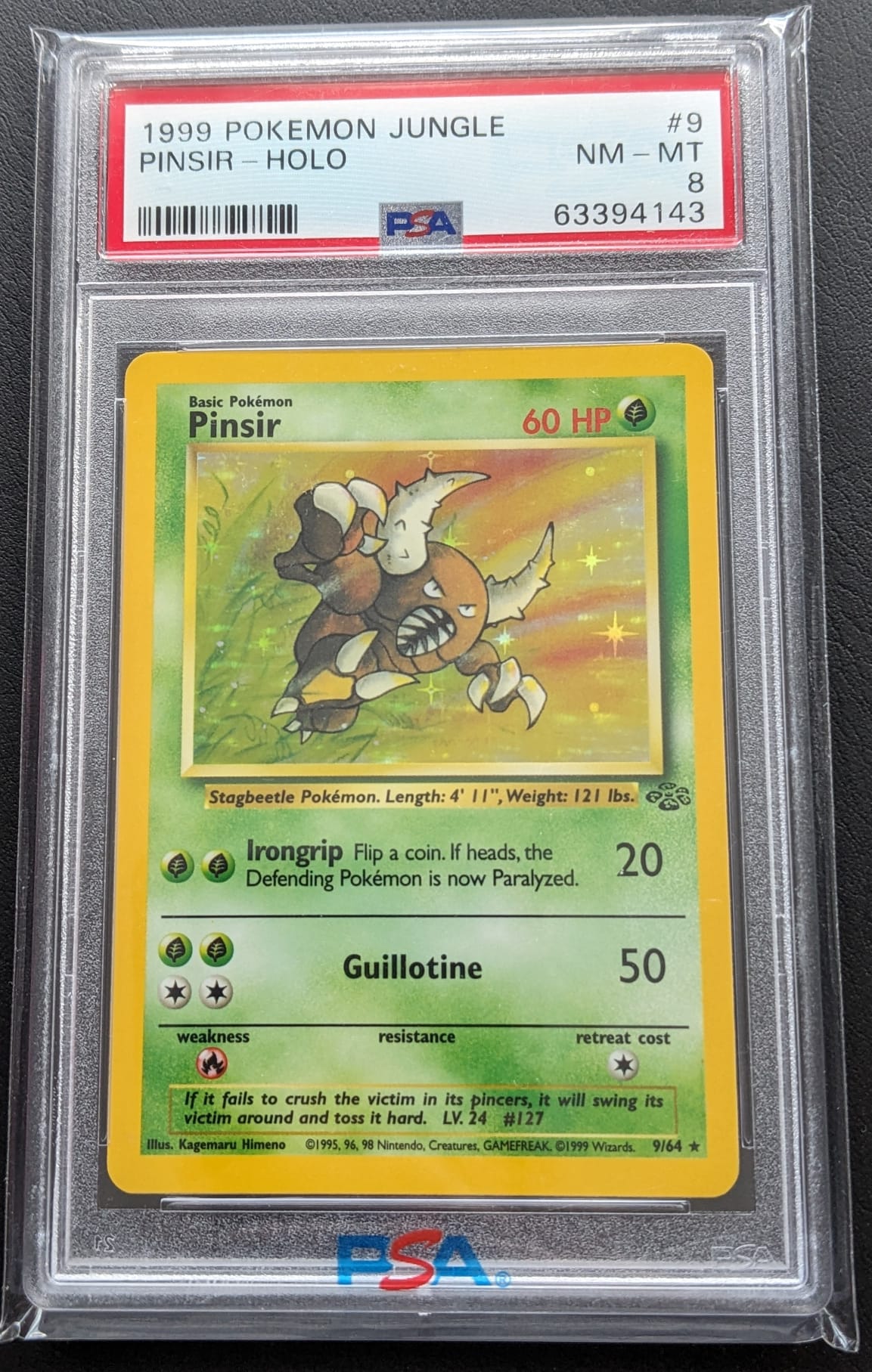 PSA 8 Pinsir 9/64 Holo Dschungel Pokemon Karte English