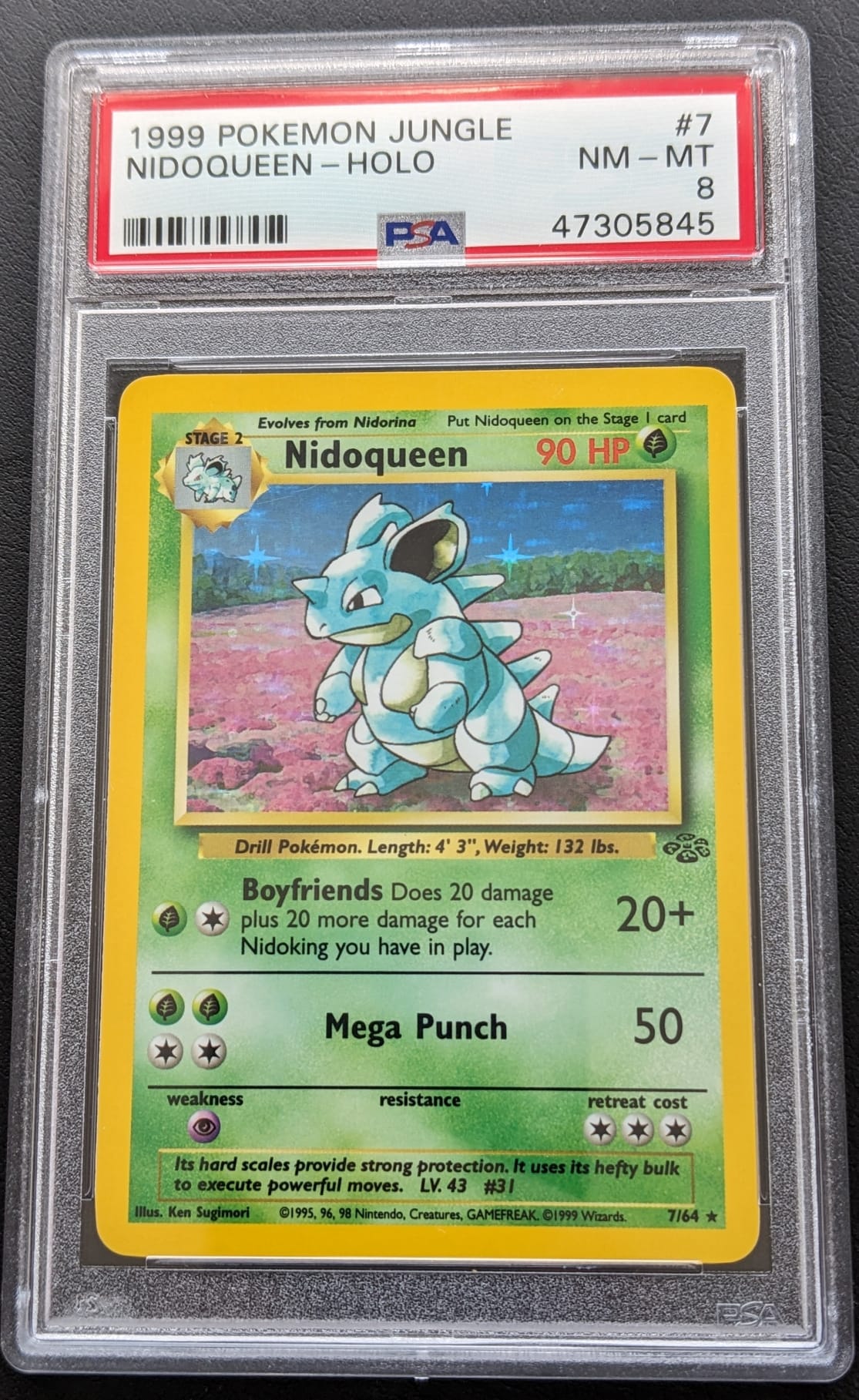 PSA 8 Nidoqueen 7/64 Holo Dschungel Pokemon Karte English