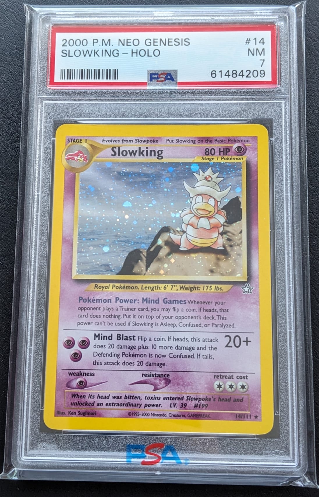 PSA 7 Laschoking 14/111 Slowking Holo Neo Genesis Pokemon Karte Englisch