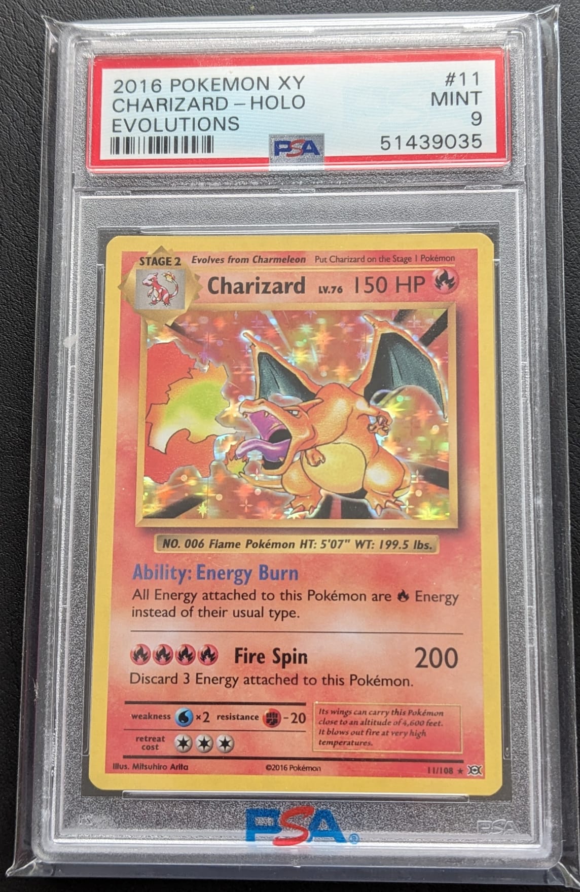 PSA 9 Holo Glurak 11/108 Charizard Pokemon Karte Evolution 4/102 English