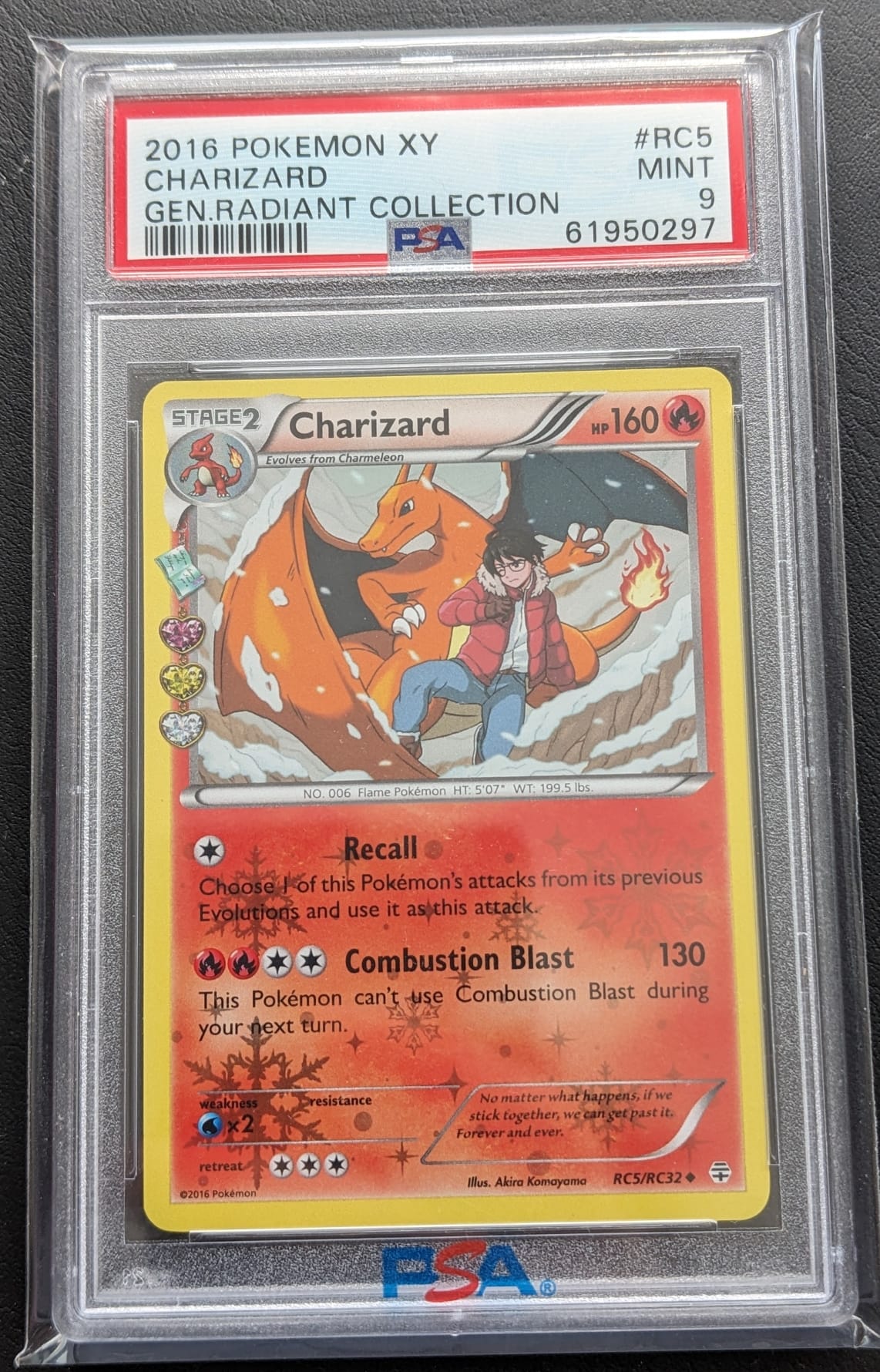 PSA 9 Snowflake Holo Glurak RC5/RC32 Charizard Generationen XY 2016 Pokemon