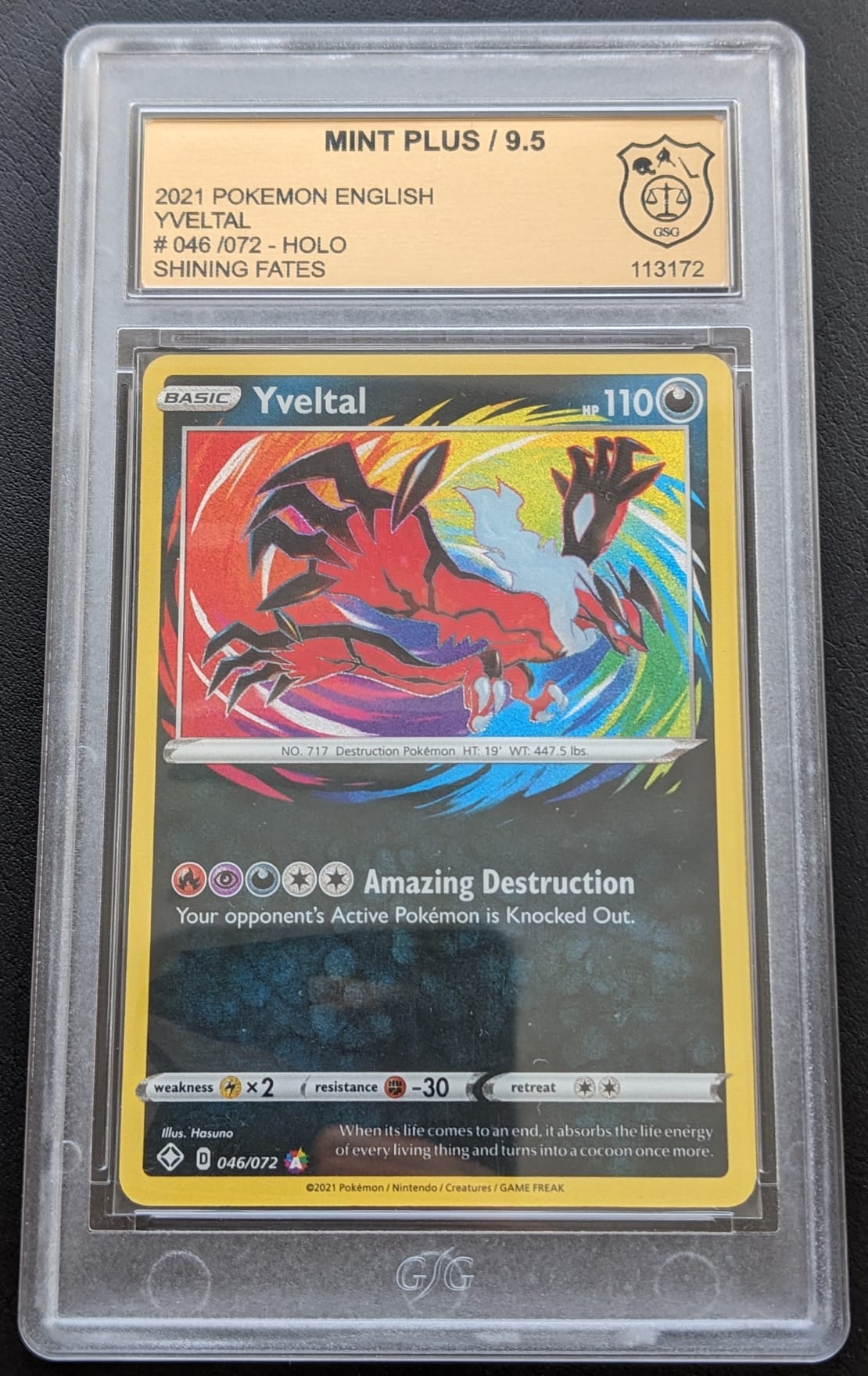 GSG 9,5 Yveltal Amazing Rare 046/072 Glänzendes Schicksal Pokemon Karte English