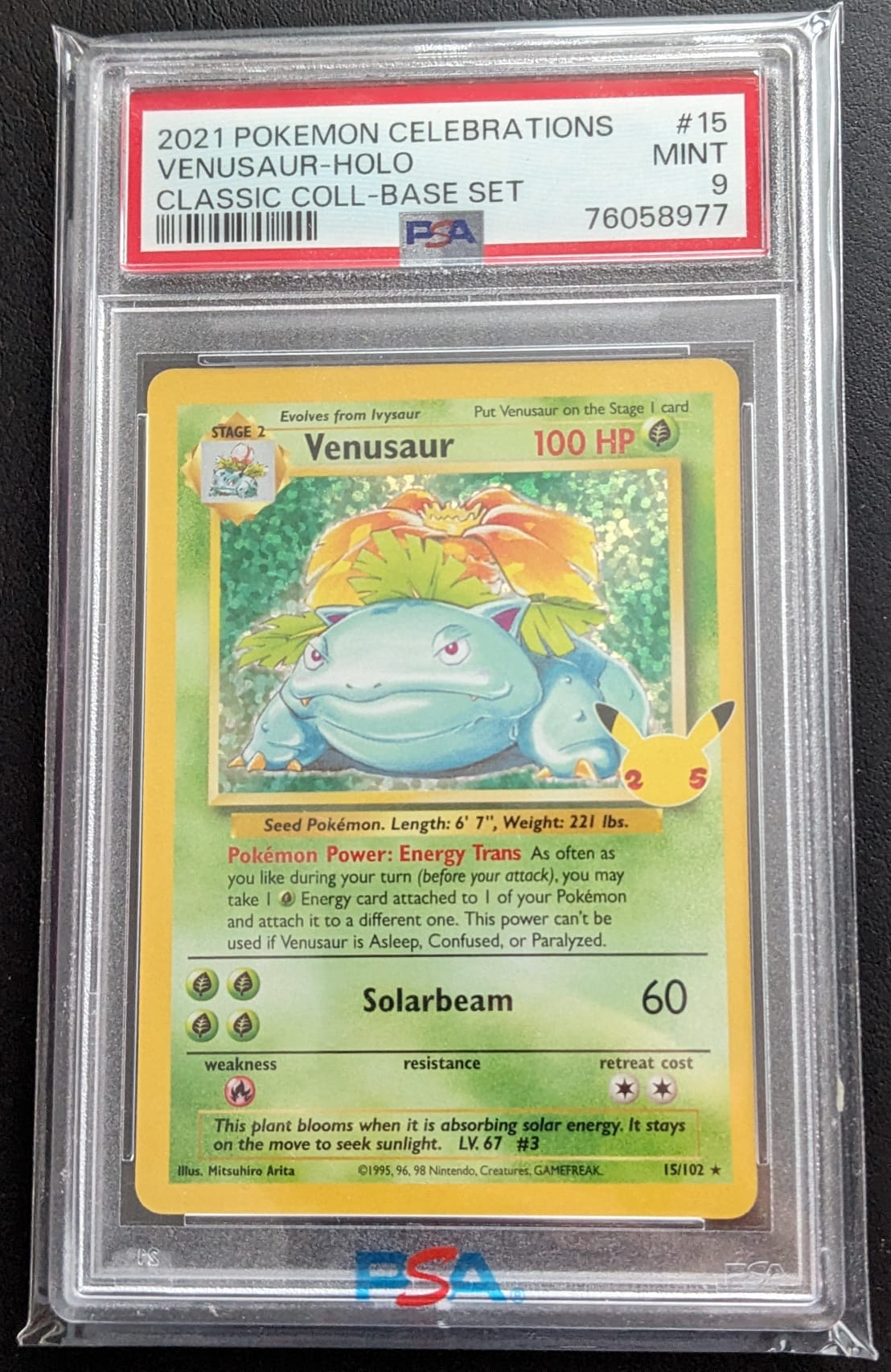 PSA 9 Bisaflor 15/102 Venusaur Holo Pokemon Karte Celebrations English