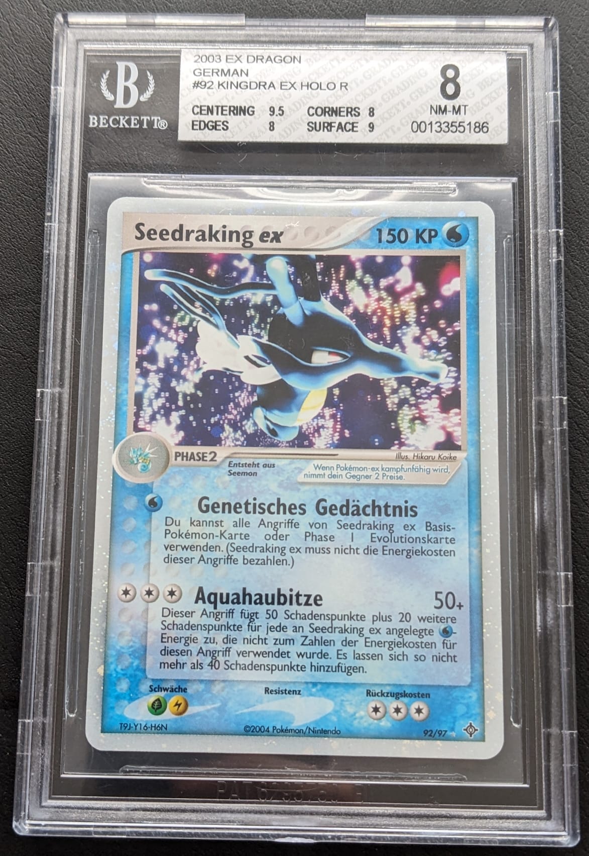 BGS 8 Seedraking ex 92/97 Kingdra 2003 Ex Drache Holo Pokemon Karte Deutsch