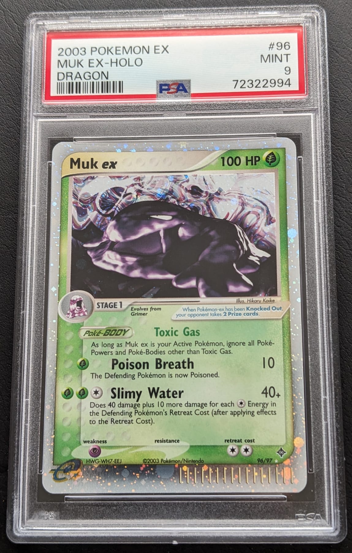 PSA 9 Sleimok ex 96/97 Muk 2003 Ex Drache Holo Pokemon Karte English