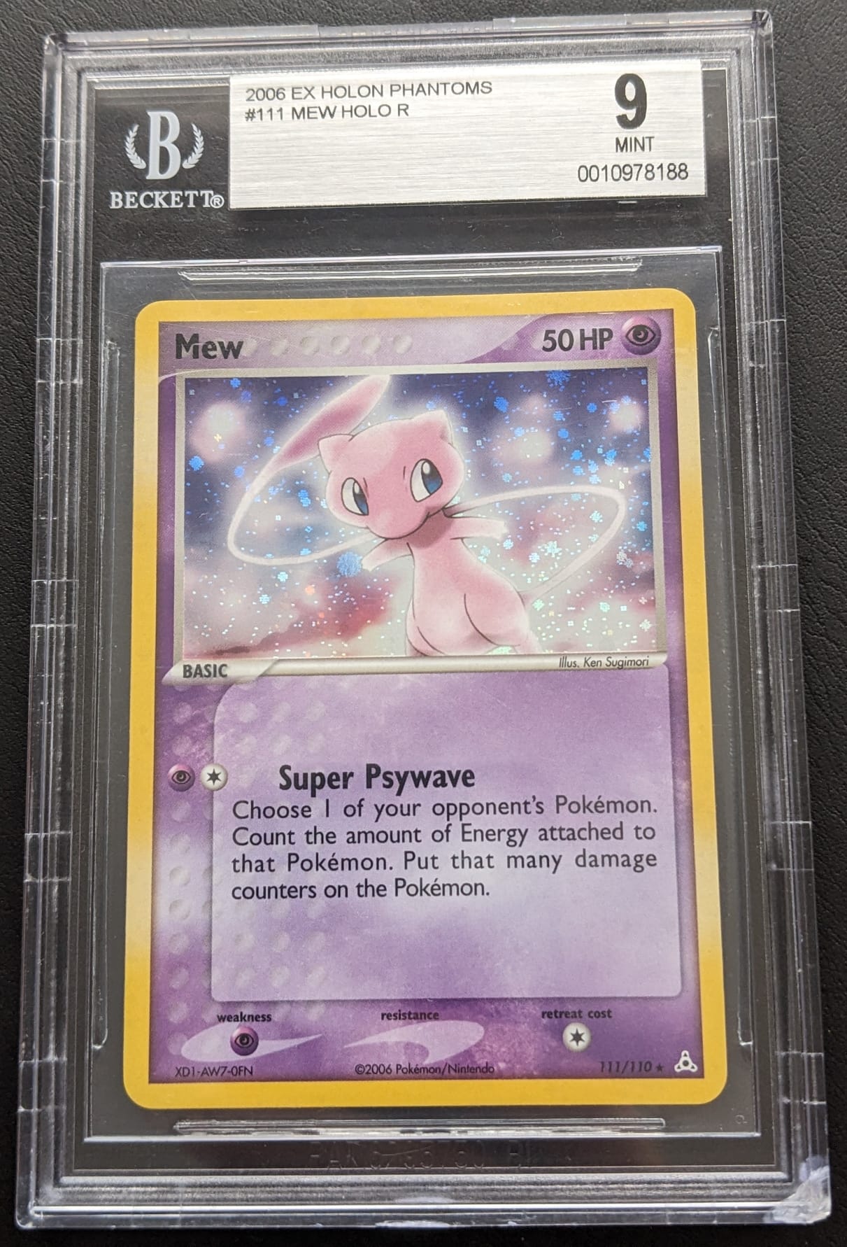 BGS 9 Holo Mew 111/110 Pokemon Karte Secret Rare ex Holon Phantoms English