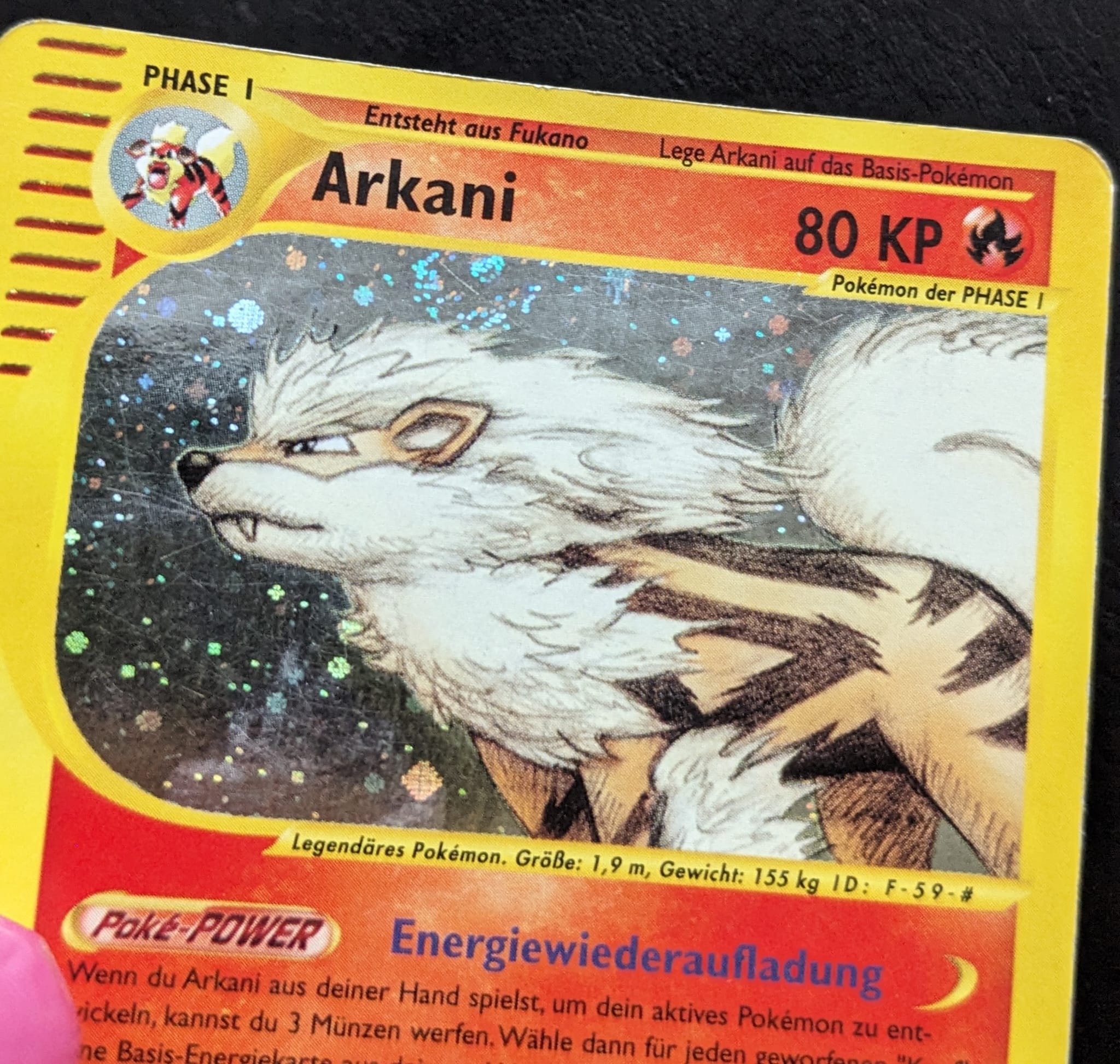 🌀Mit Holo Swirl Arkani H2/H32 Arcanine Pokemon Karte Skyridge Deutsch