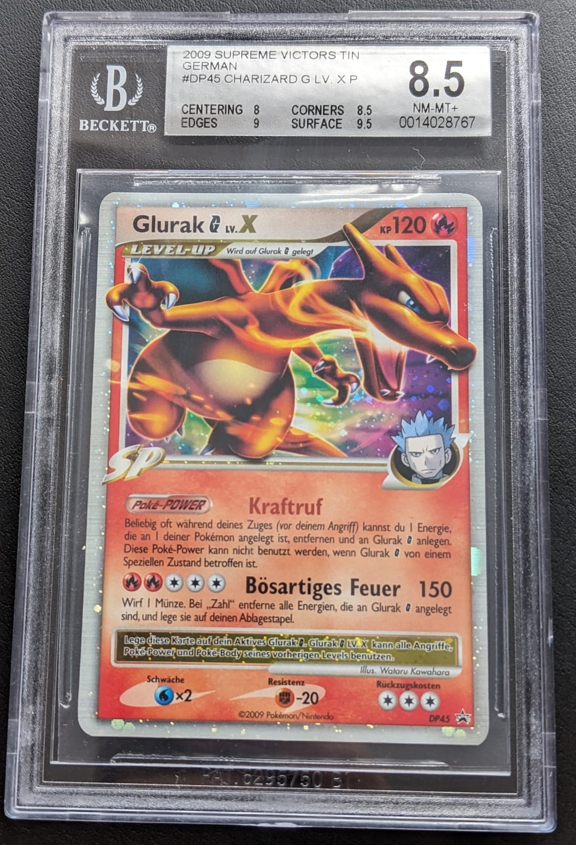 BGS 8,5 Glurak Lv. X DP45 Charizard Promo DP Black Star Promo Pokemon Karte Deutsch