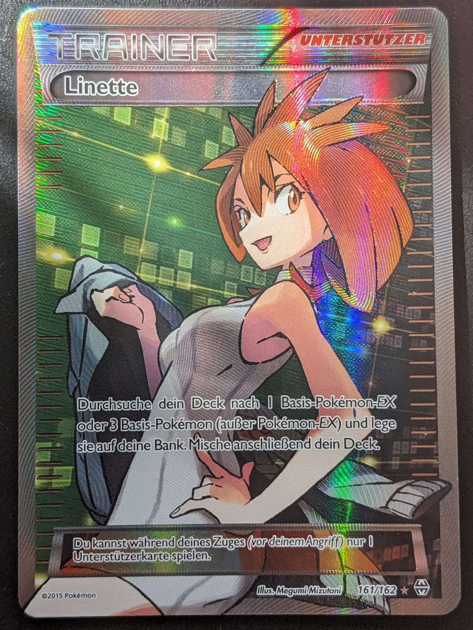 Linette 161/162 Pokemon Karte Fullart Trainer Brigette Deutsch TURBOstart // Breakthrough