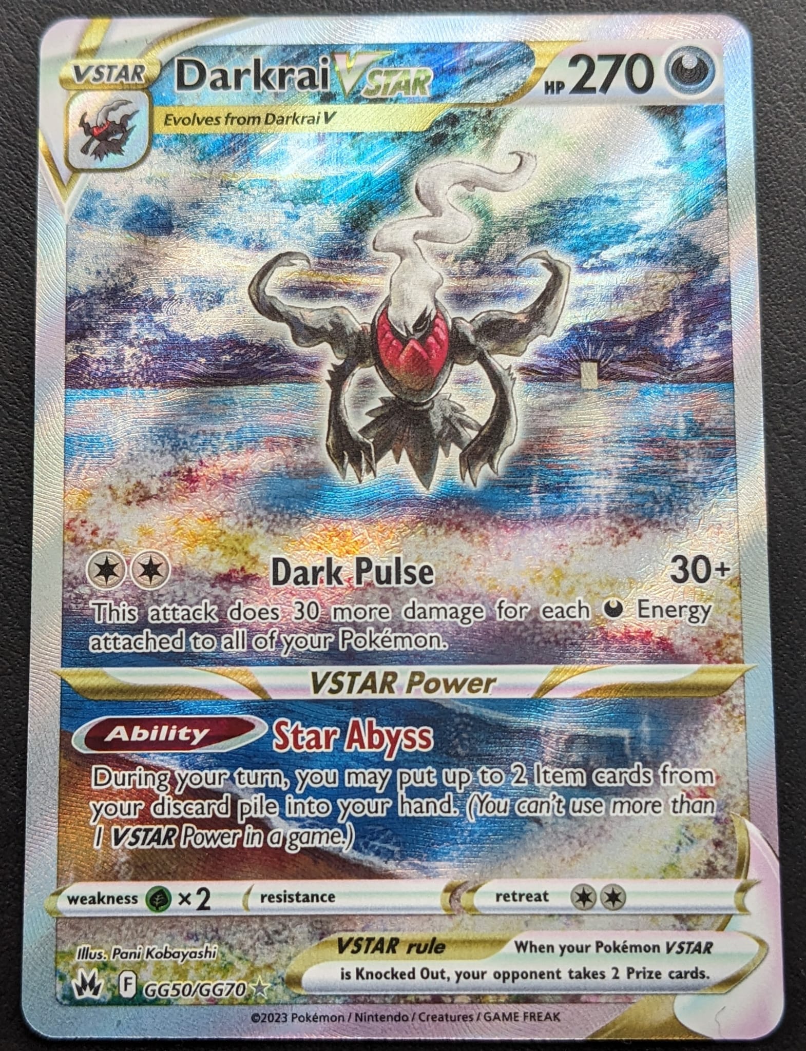 Darkrai VStar GG50/GG70 Pokemon Karte Zenit der Könige Fullart English