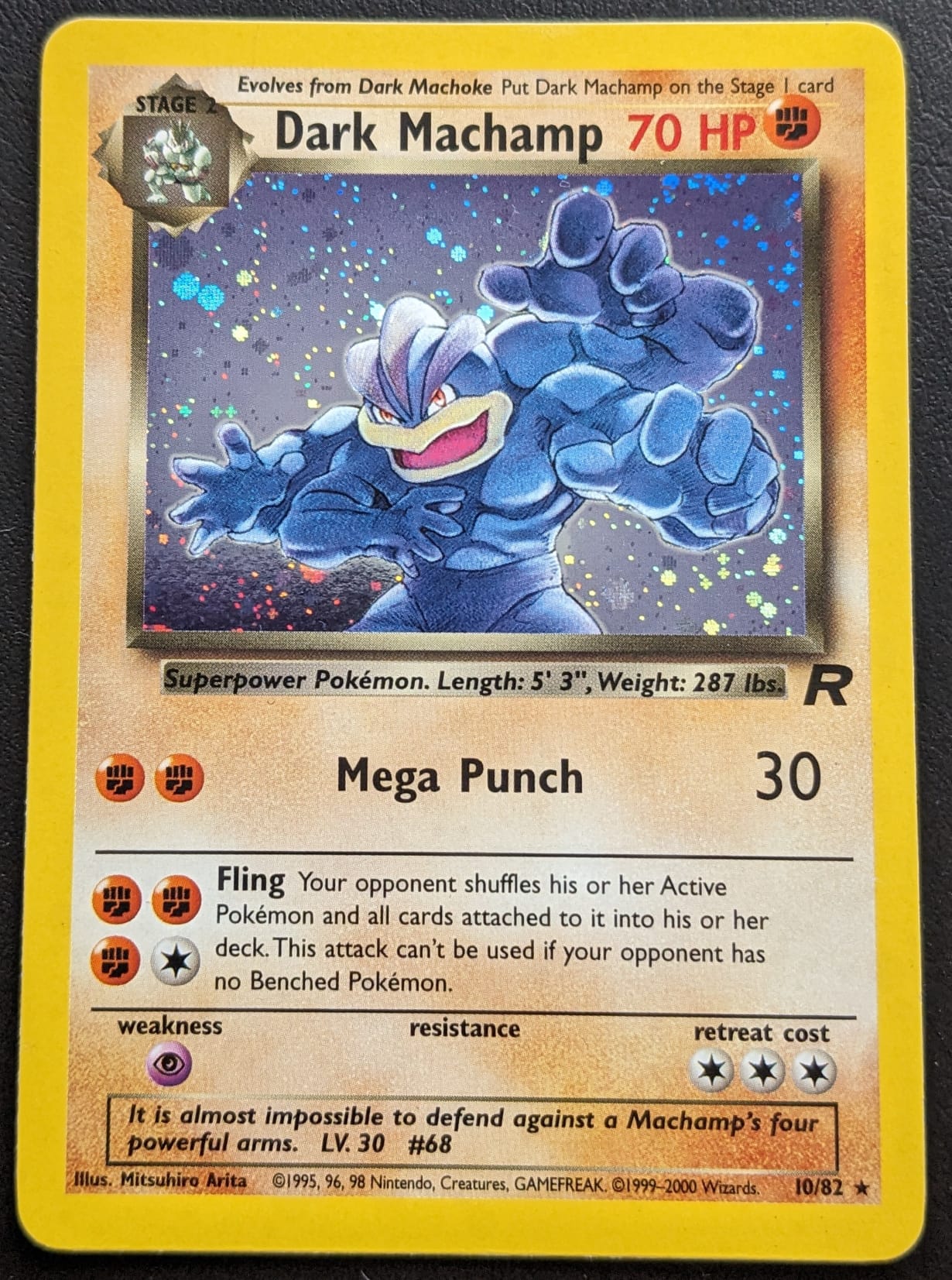 Dunkles Machomei 10/82 Dark Machamp Pokemon Karte Holo English Team Rocket