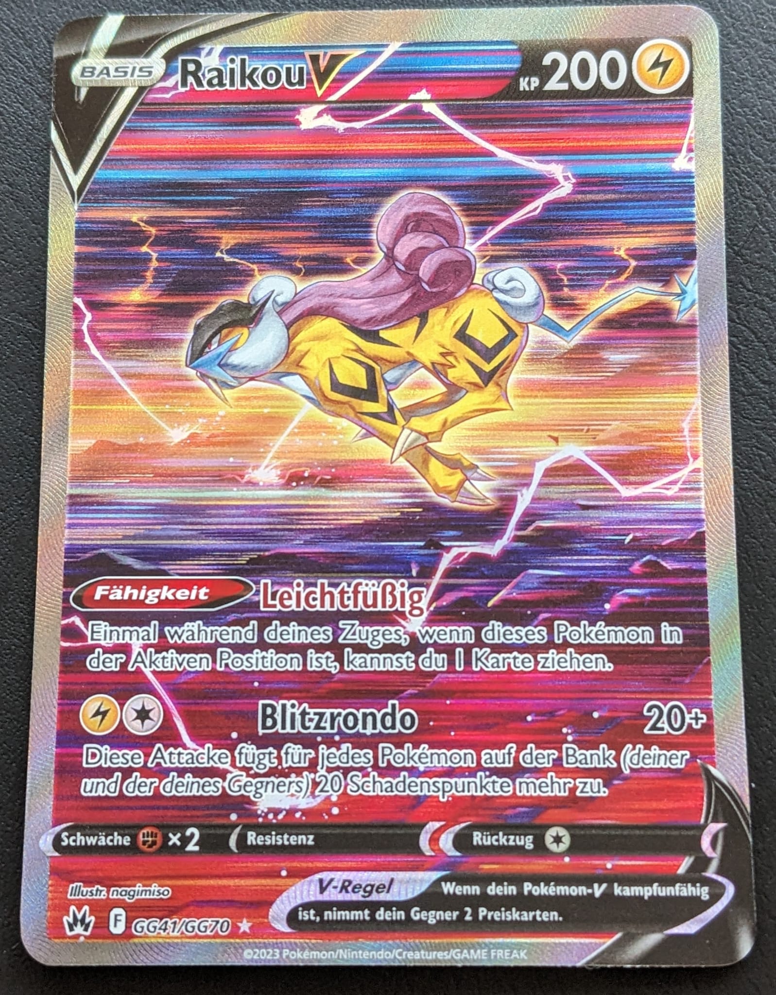 Raikou V GG41/GG70 Pokemon Karte Zenit der Könige Fullart Deutsch