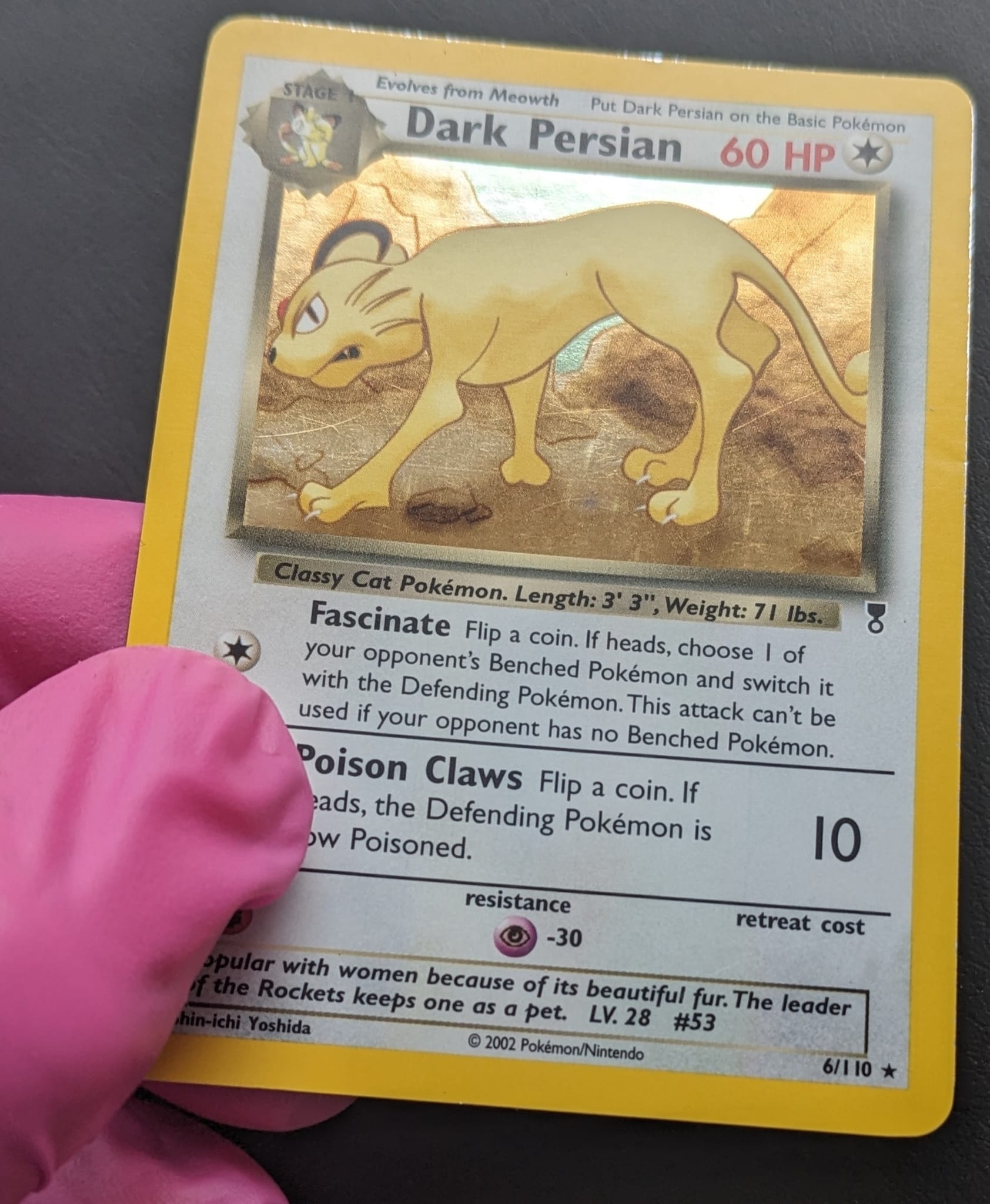 Dunkles Snobilikat Dark Persian 6/110 Holo Legendary Collection Pokemon Karte English Excellent