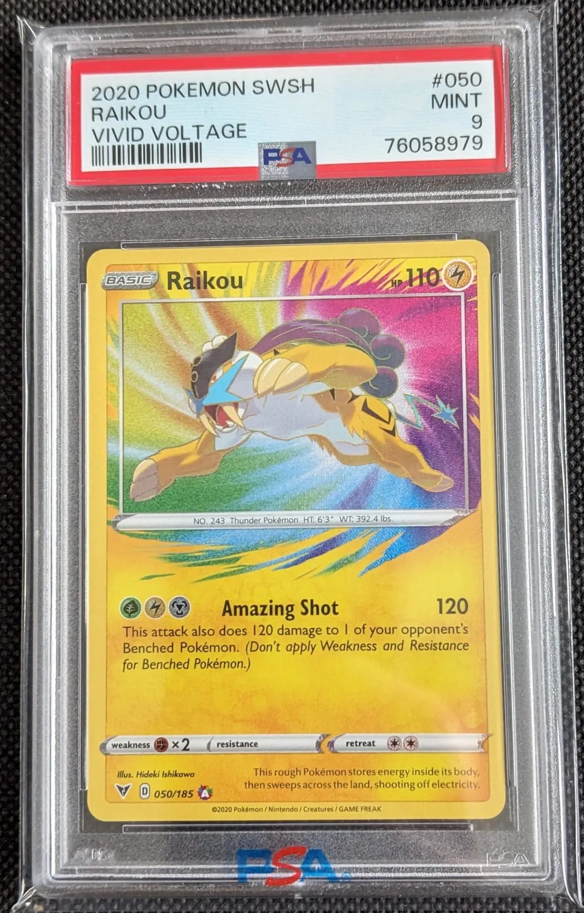 PSA 9 Raikou Amazing Rare 050/185 Farbenschock Pokemon Karte English - Image #1