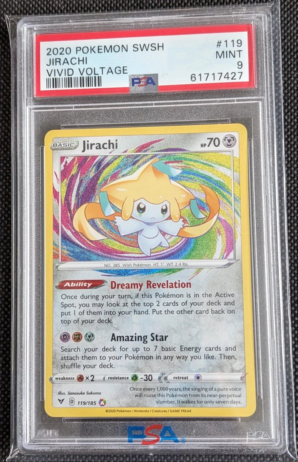 PSA 9 Jirachi Amazing Rare 119/185 Farbenschock Pokemon Karte English - Image #1