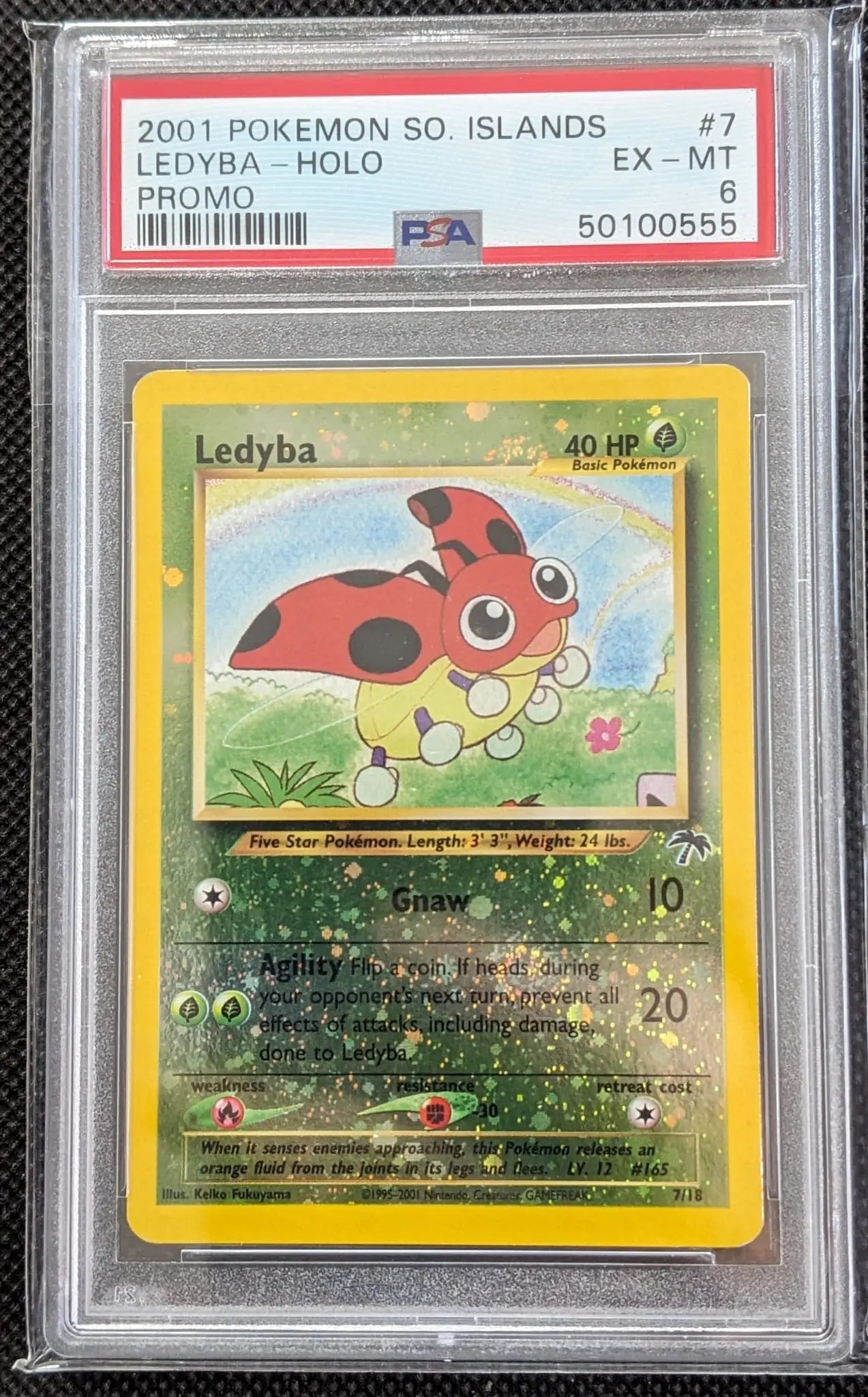 PSA 6 + Holo Swirl Ledyba 7/18 Southern Islands Promo Pokemon Karte English - Image #1